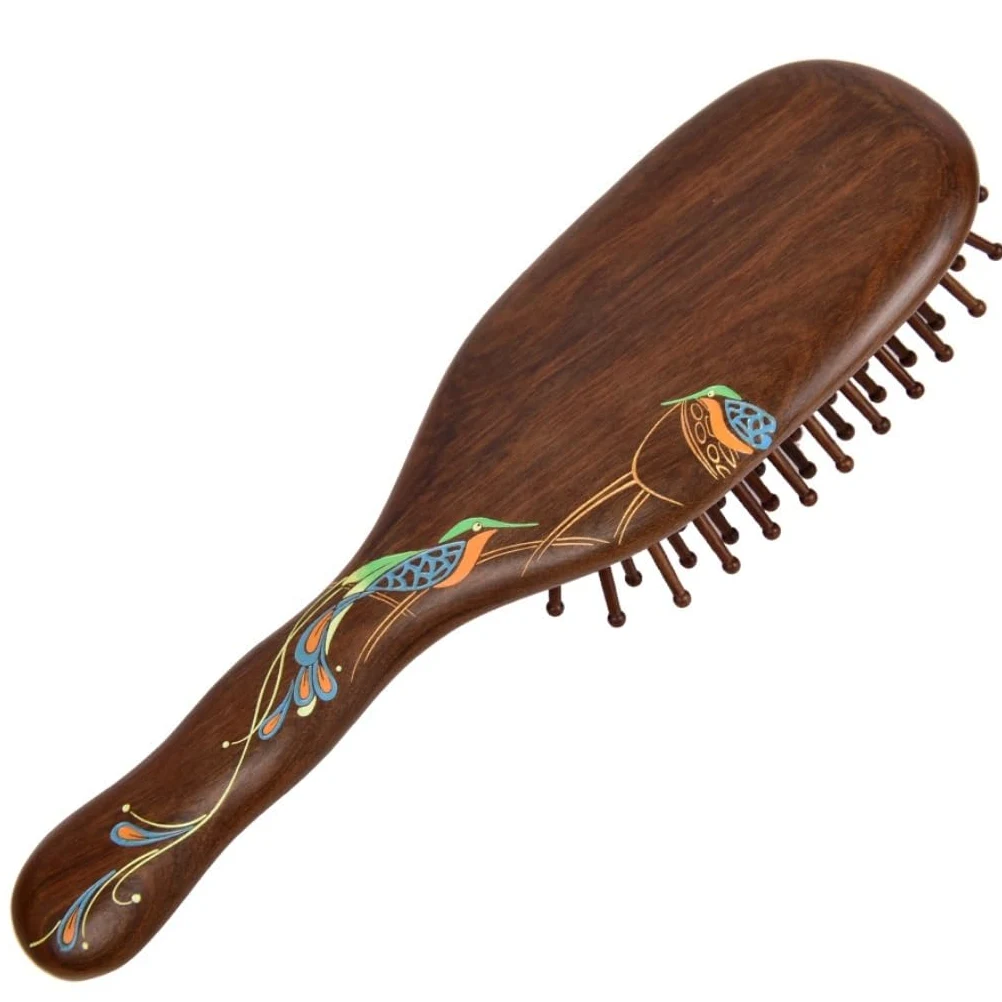 Peine Para Barba Peine de masaje con bolsa aire for el cuidado del cabello for mujeres cojín largo y rizado madera maciza alisador Herramientas Para Peinar El Cabello