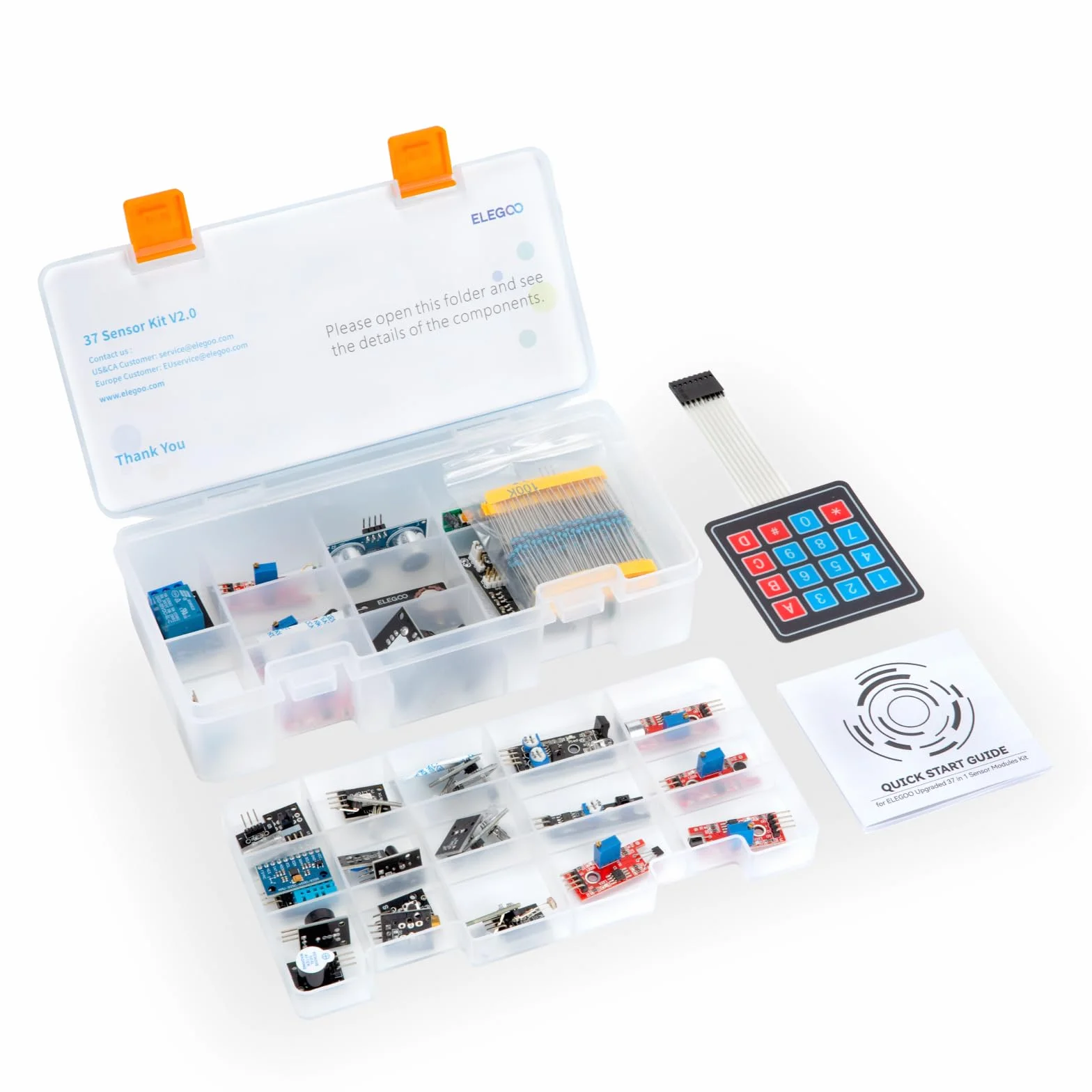 ELEGOO 37-en-1 Kit de Módulos de Sensores para Arduino UNO R3 Mega 2560 Nano Raspberry