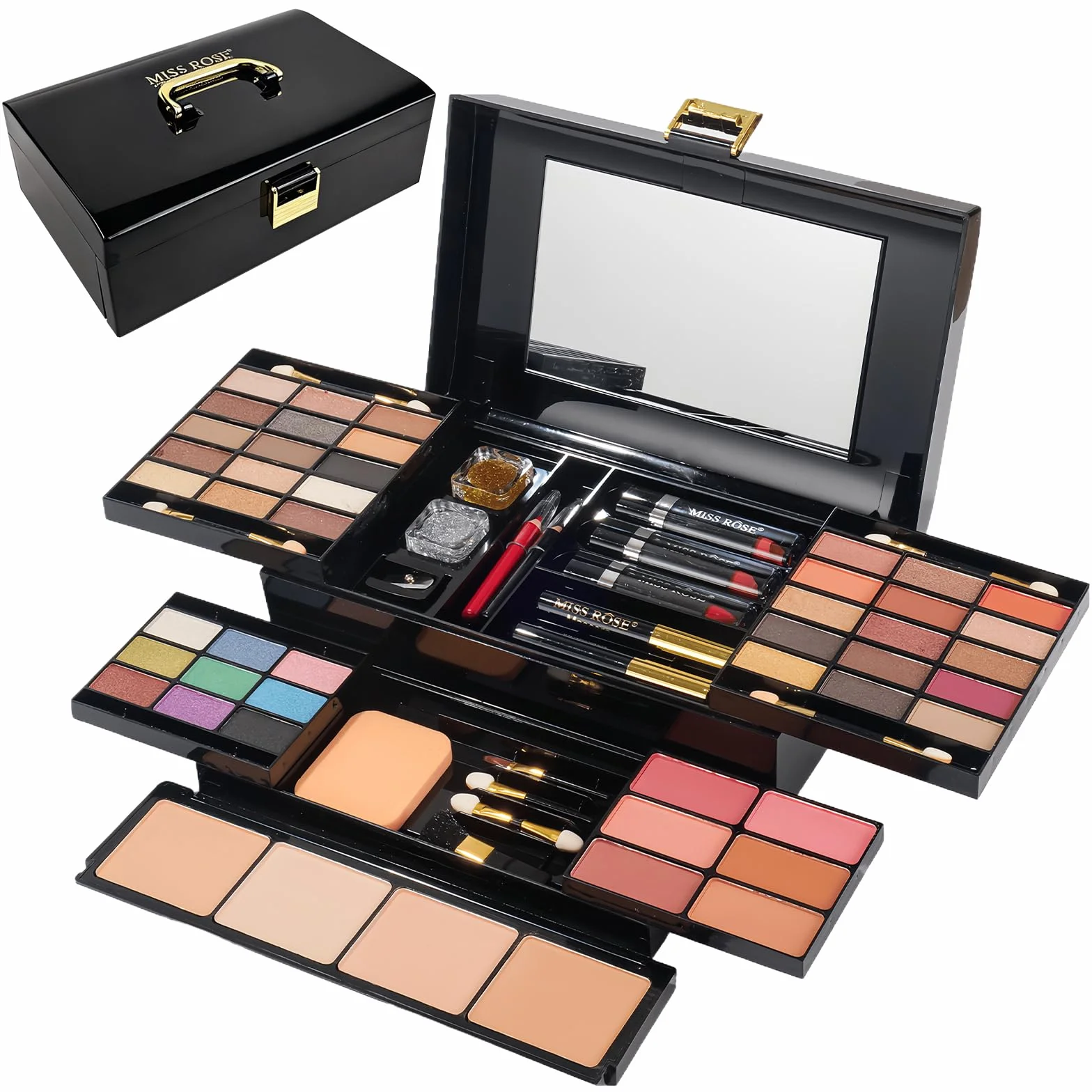 Calendario de Adviento 2024, juego de maquillaje, 39 colores, juego de regalo multifunción, selección de vacaciones, caja de belleza con paleta de sombras de ojos, pintalabios, colorete, rímel