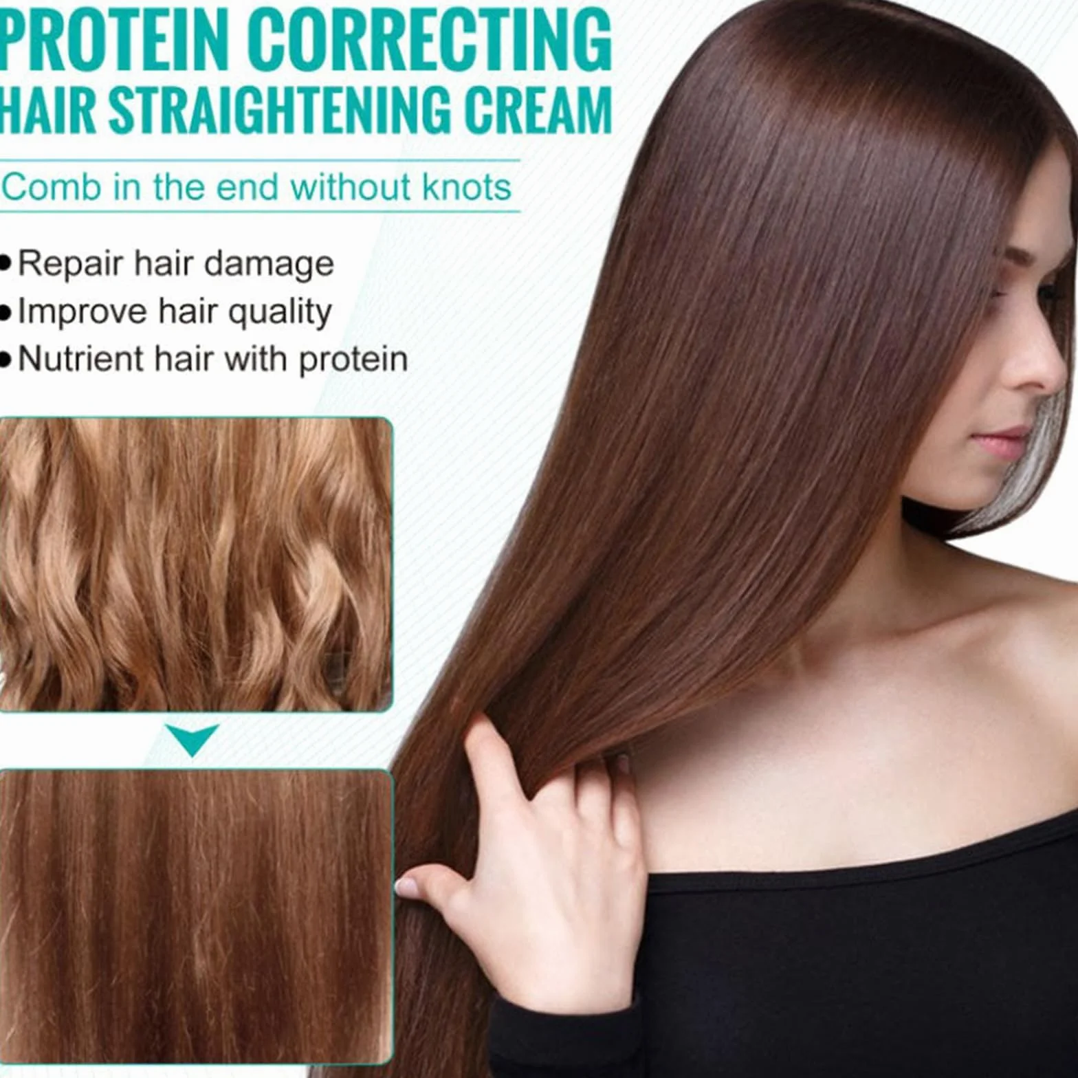 Crema alisadora de proteínas para el cabello, esenciales de viaje, brillo (3)