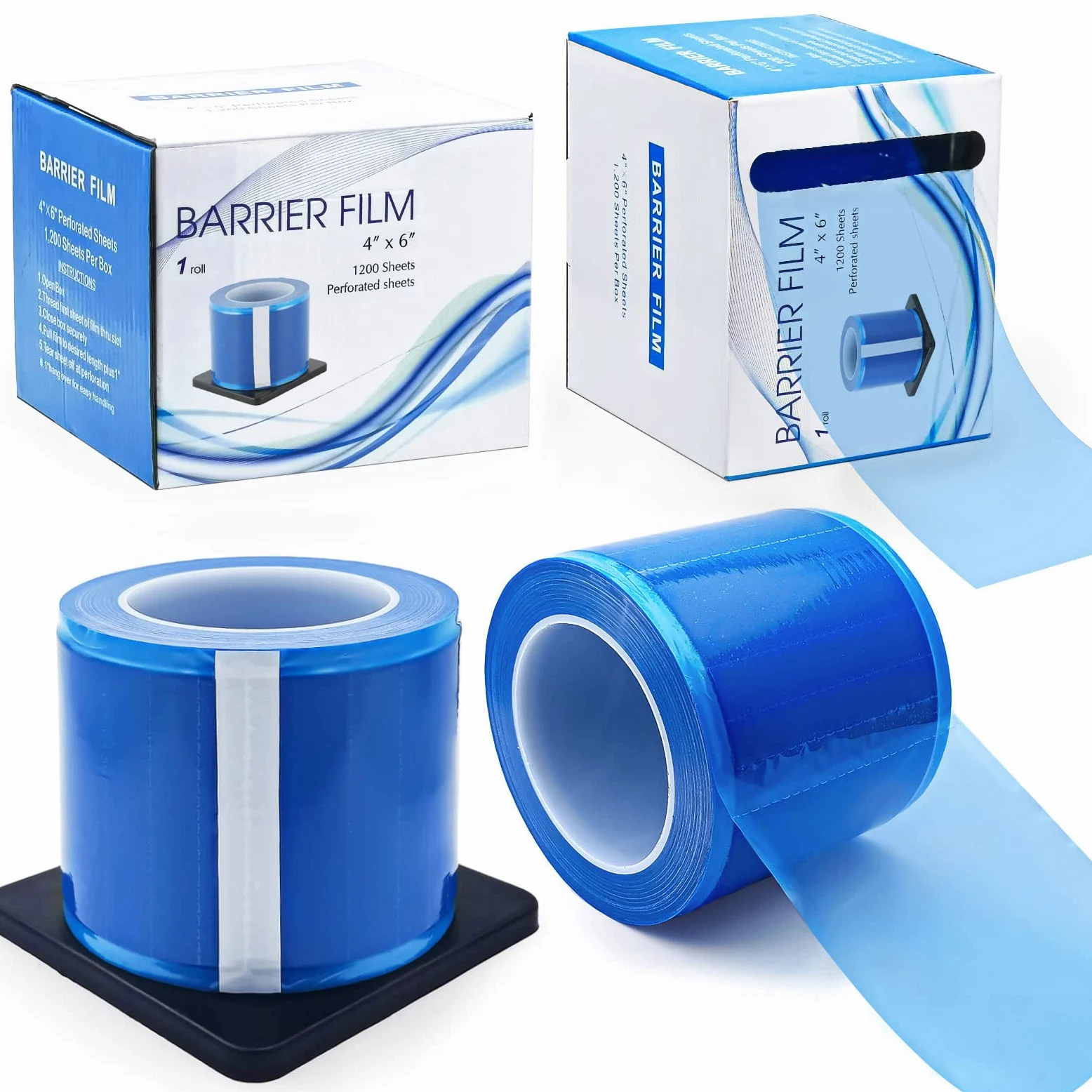 Keedolla Paquete de 2 películas de barrera azul de 4 x 6 pulgadas, 1 caja de 1200 hojas