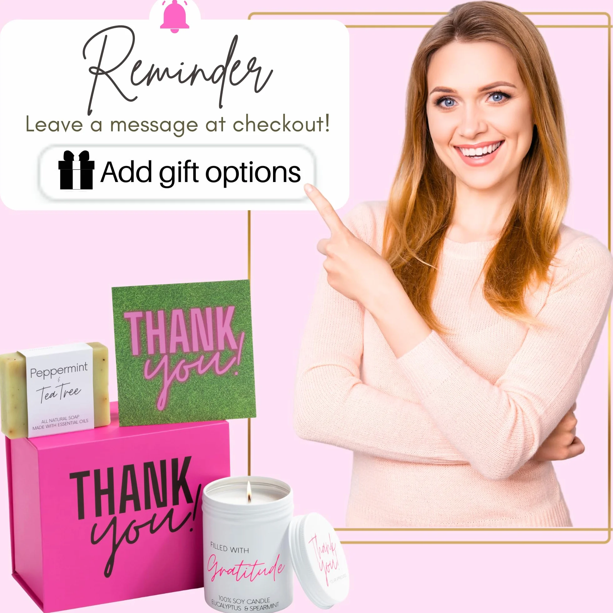 Boxzie Regalos de agradecimiento para mujeres, juego de caja de regalo de agradecimiento, bonitas ideas de cesta de gratitud, regalos de velas pensados para empleadas, jefes, compañeros de trabajo,