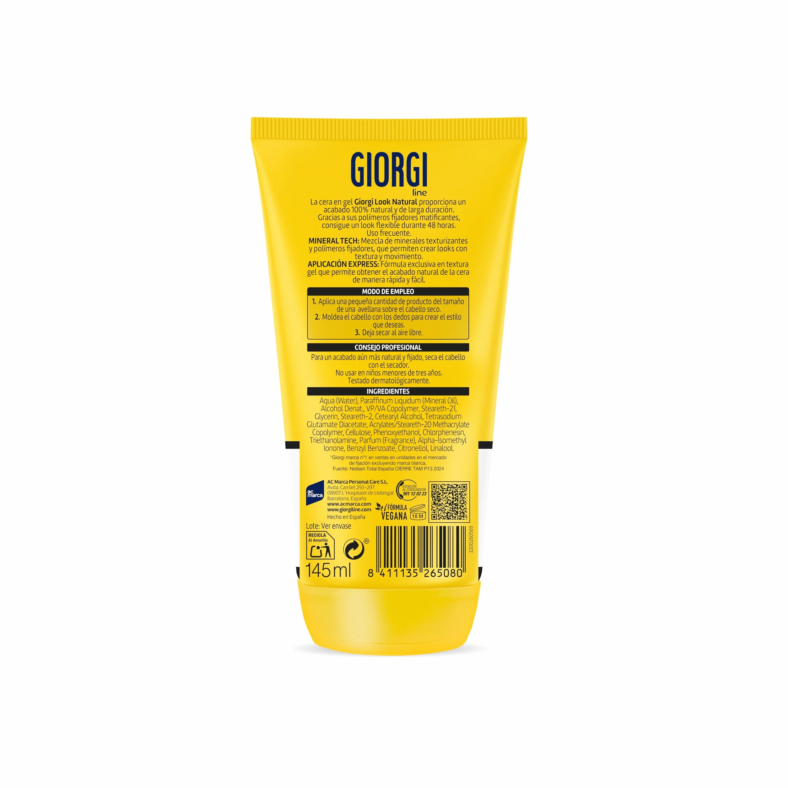 Giorgi Line Cera en Gel Look Natural Acabado Flexible 48h Fijación 4 Ultra-Fuerte 145 ml