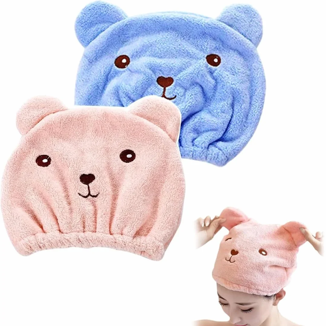 Turbante de microfibra de secado rápido para pelo juego 2 unidades mujeres niños gorros toalla baño