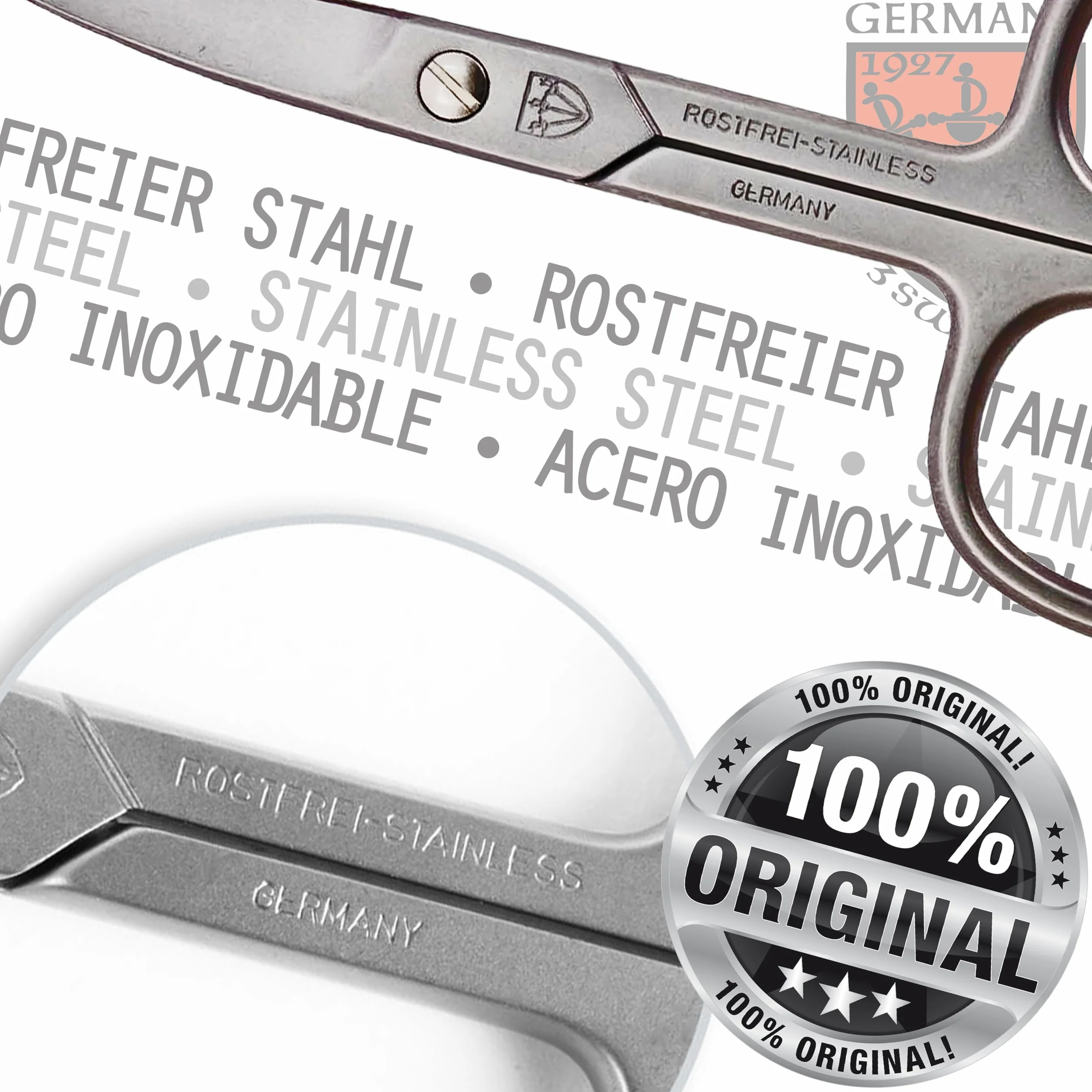Tres Espadas Tijeras manicura curvas acero inoxidable Made in Germany