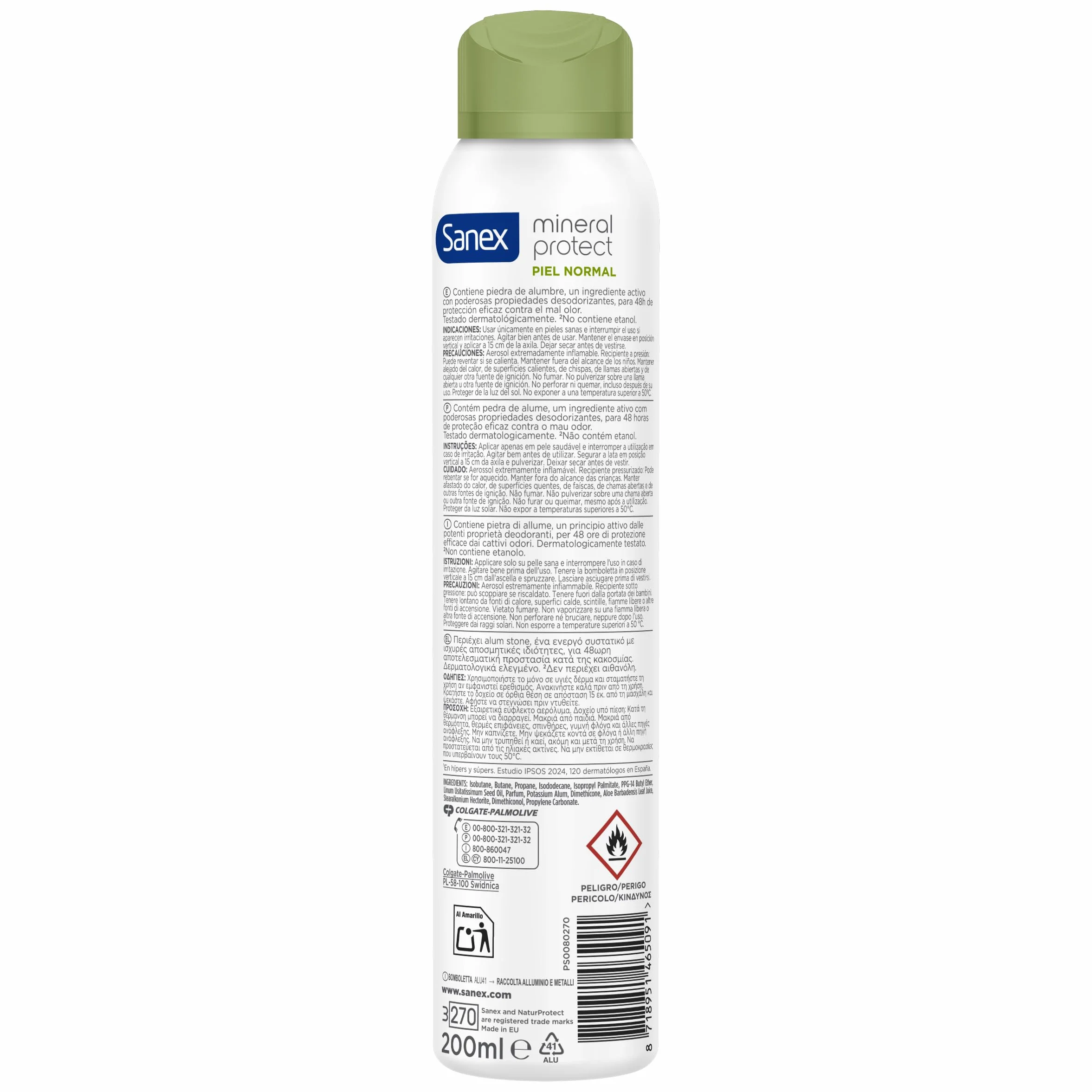 Sanex Mineral Protect Desodorante Spray 200 ml Pack 6 Uds Protección 48h