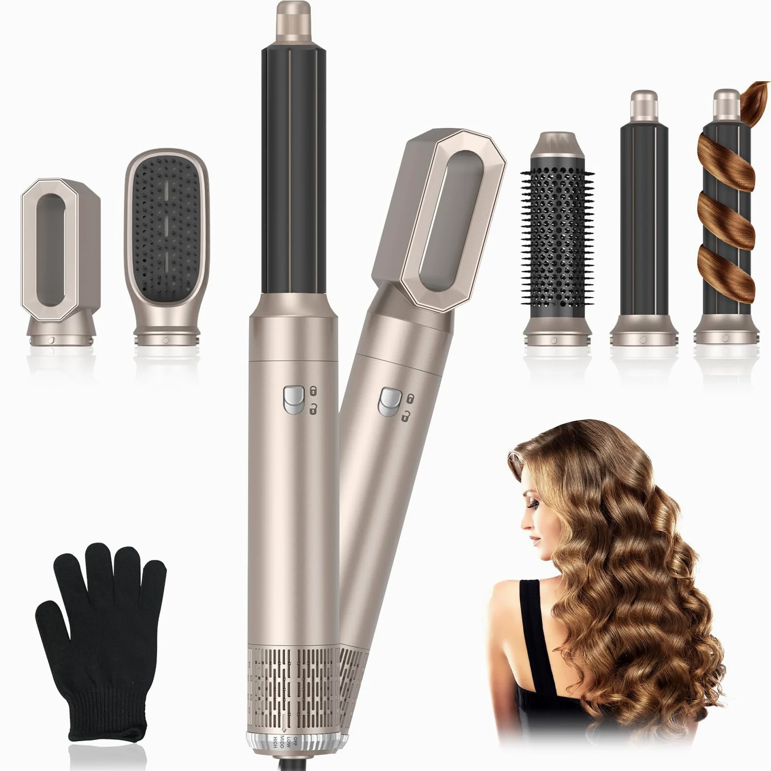 Cepillo Secador De Pelo, 1000W Air Styler Set,Cepillo De Aire Caliente Multifunción,Moldeador Pelo With Riza 3 Temperaturas, Tecnología Ion,Cepillo Alisador para Da Volumen, Alisa y Seca