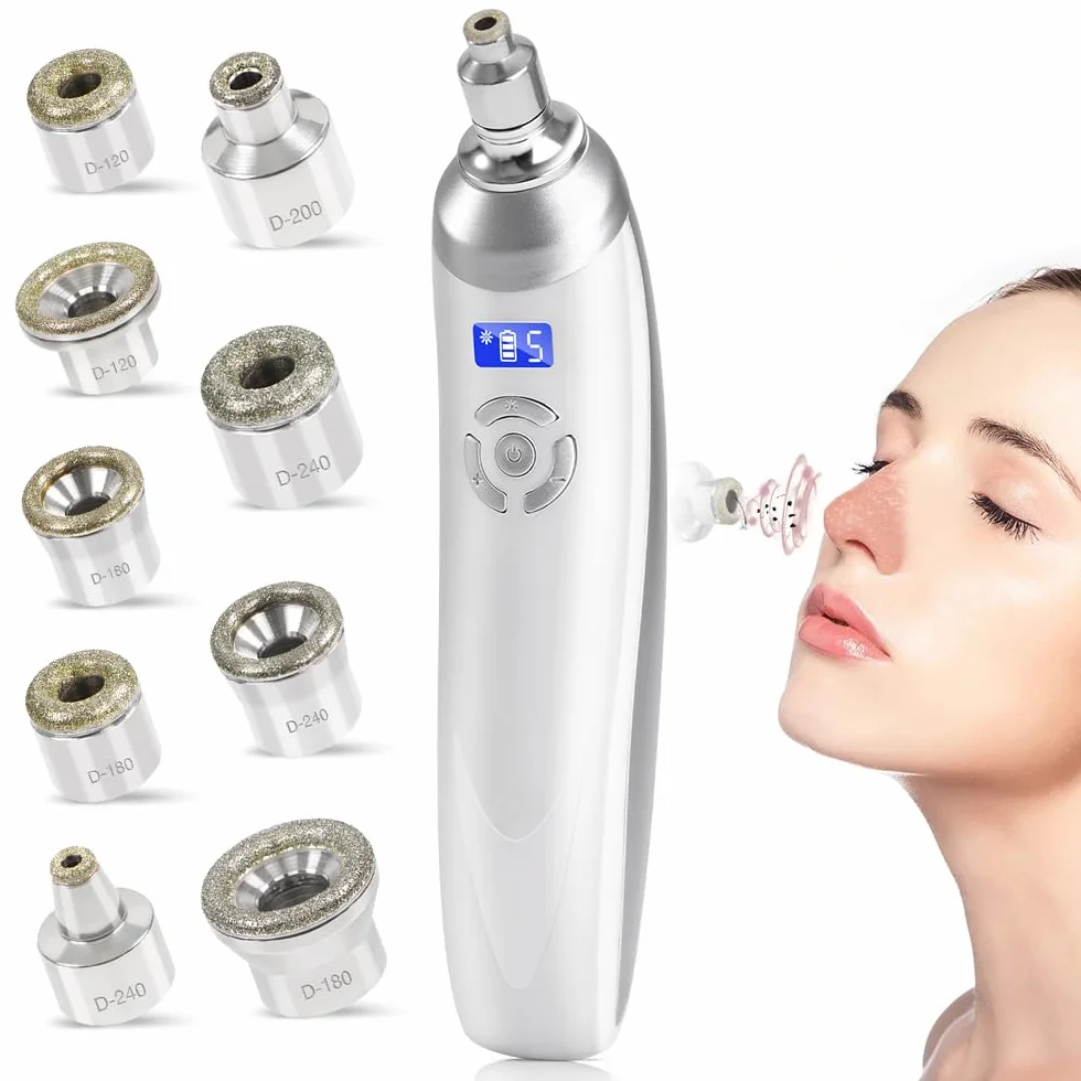 Maquina de Microdermoabrasión Facial con 9 Diamante Recargable USB Sin Cable