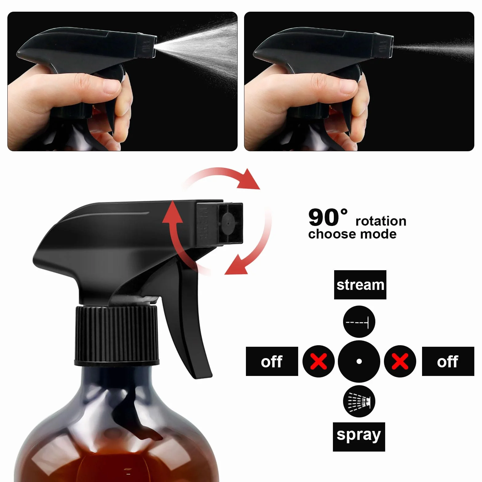 Botellas pulverizadoras vacías 500 ml paquete 2 para plantas puntas ajustables marrón