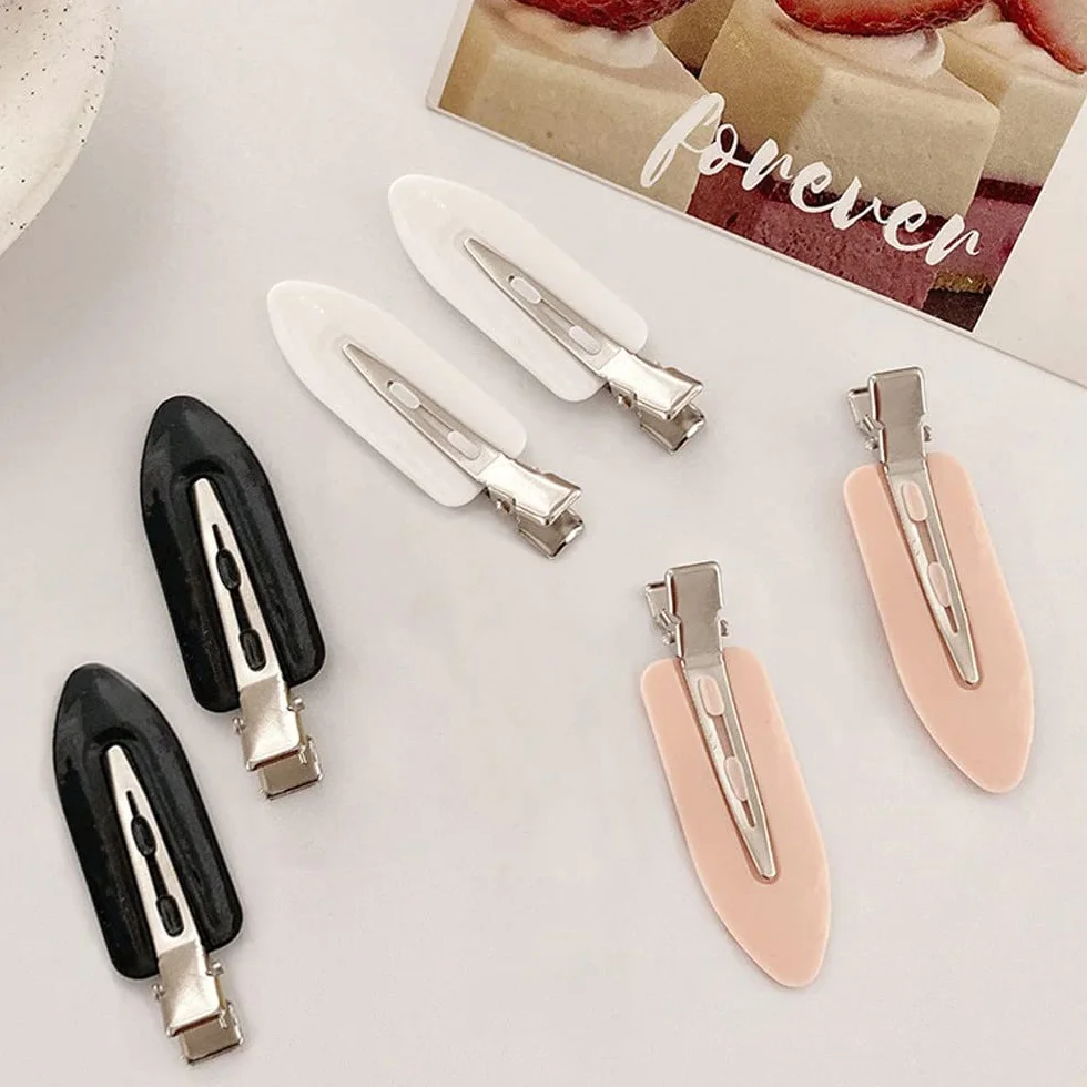 Pinzas para el Cabello sin Pliegues - Set de 10 Clips de Peinado Negro, Blanco, Rosa