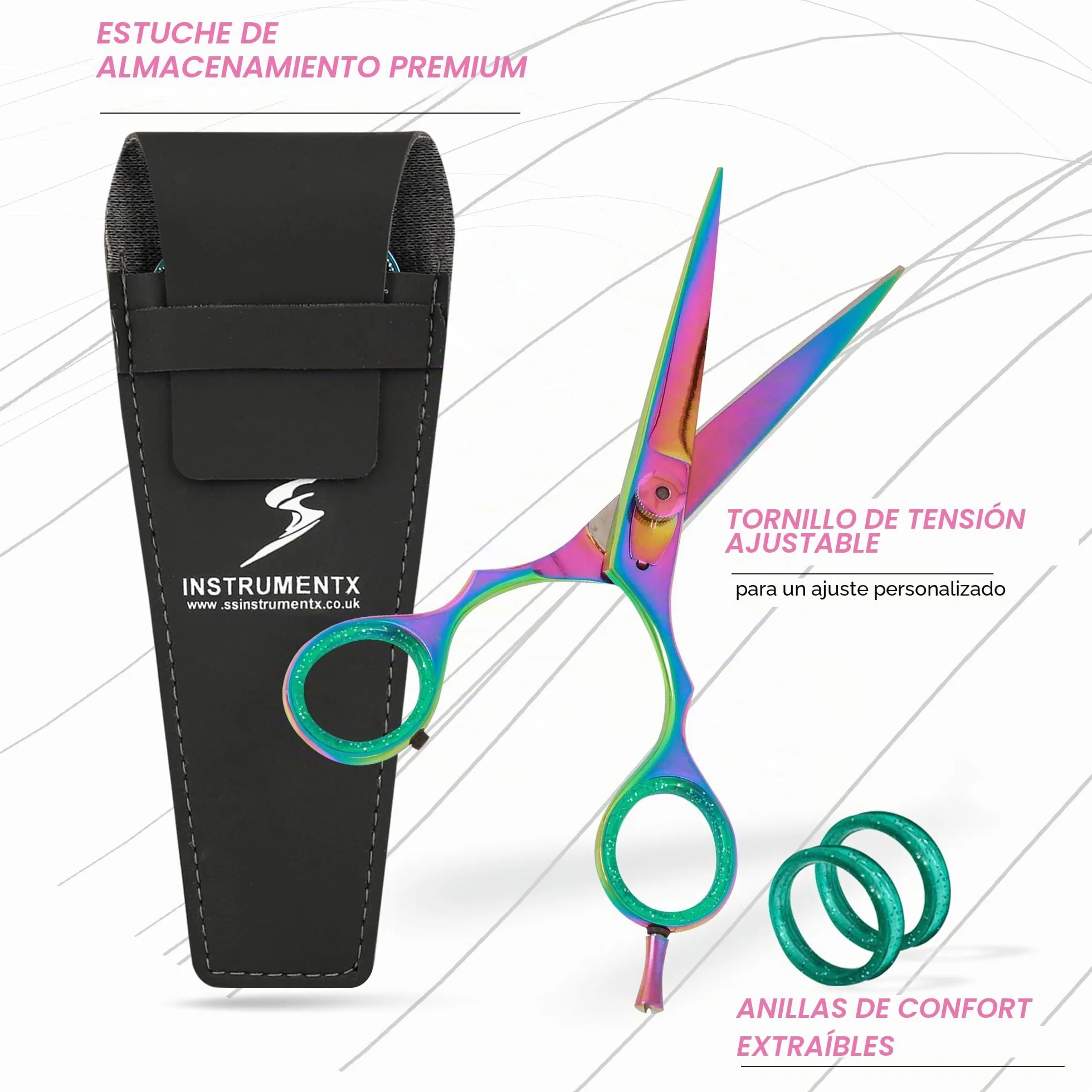 Tijeras de Pelo de Titanio, Tijeras Peluqueria de Acero Inoxidable 6,5", Multicolor