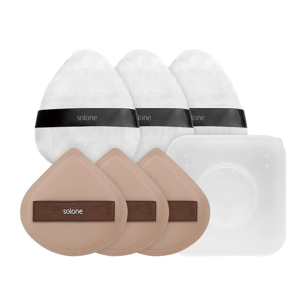 Solone Juego de 6 esponjas de maquillaje y polvos esponjosos – Esponja licuadora perfecta para base, corrector, crema BB y polvo para polvo suelto/fijador y control de aceite; apto para principiantes