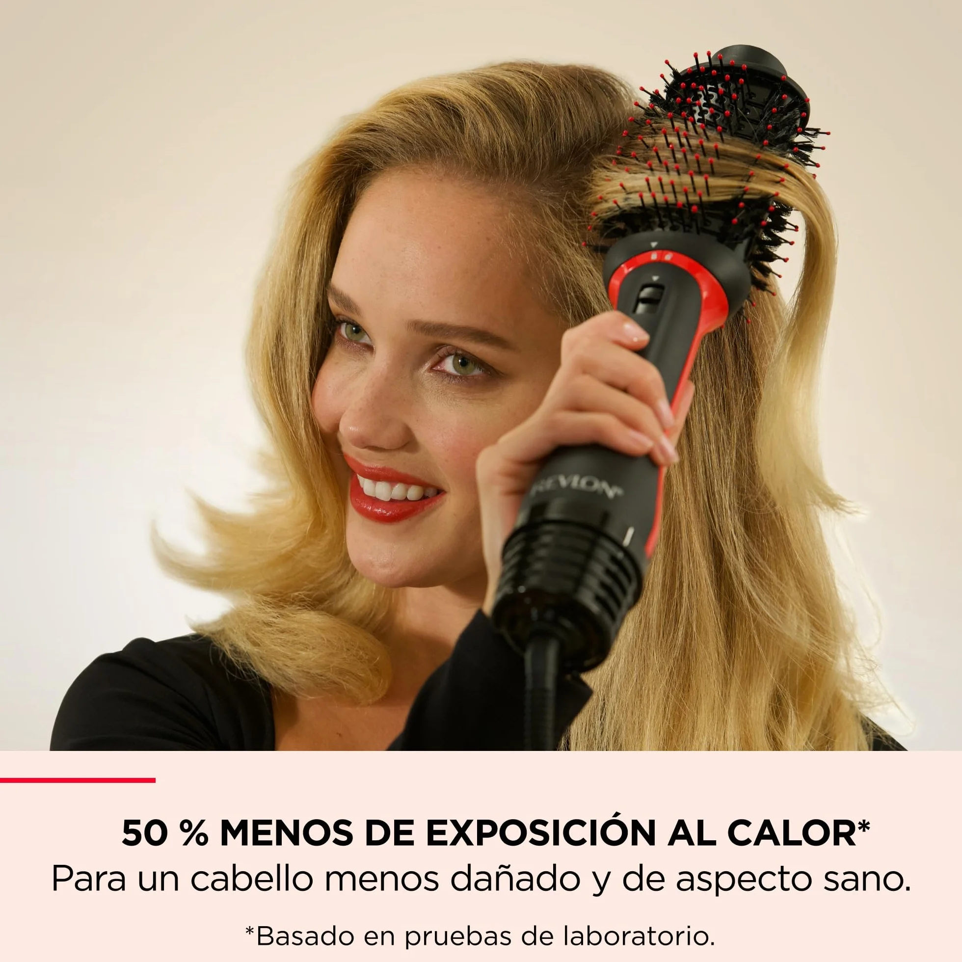 Revlon One-Step Plus Voluminizador Cabezal Desmontable Titanio Cerámica Cerdas Mixtas Carbón Activado