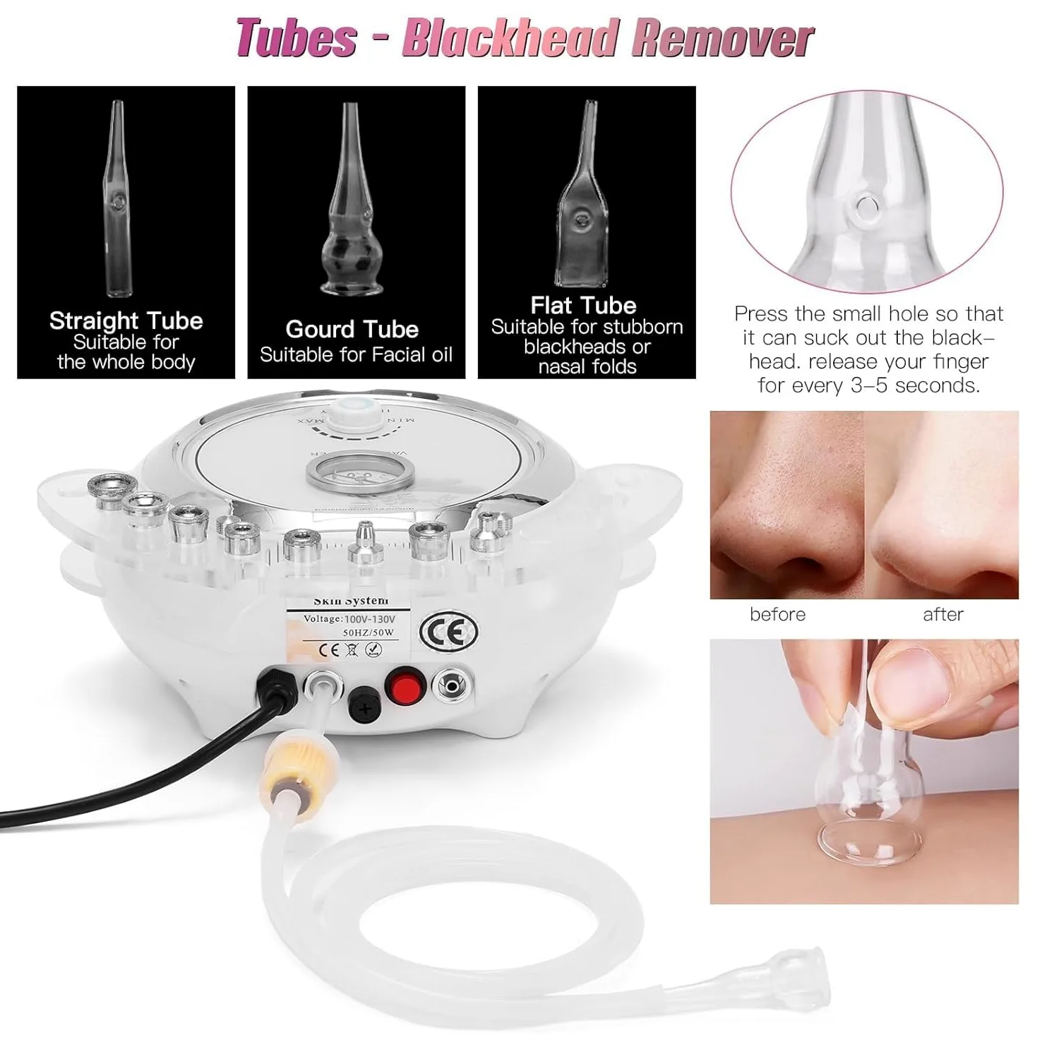 TopDirect - Máquina de diamante 3 en 1, equipo de belleza para el cuidado de la piel facial, dispositivo de belleza con pistola de pulverización (fuerte potencia de succión: 65-68 cmHg)