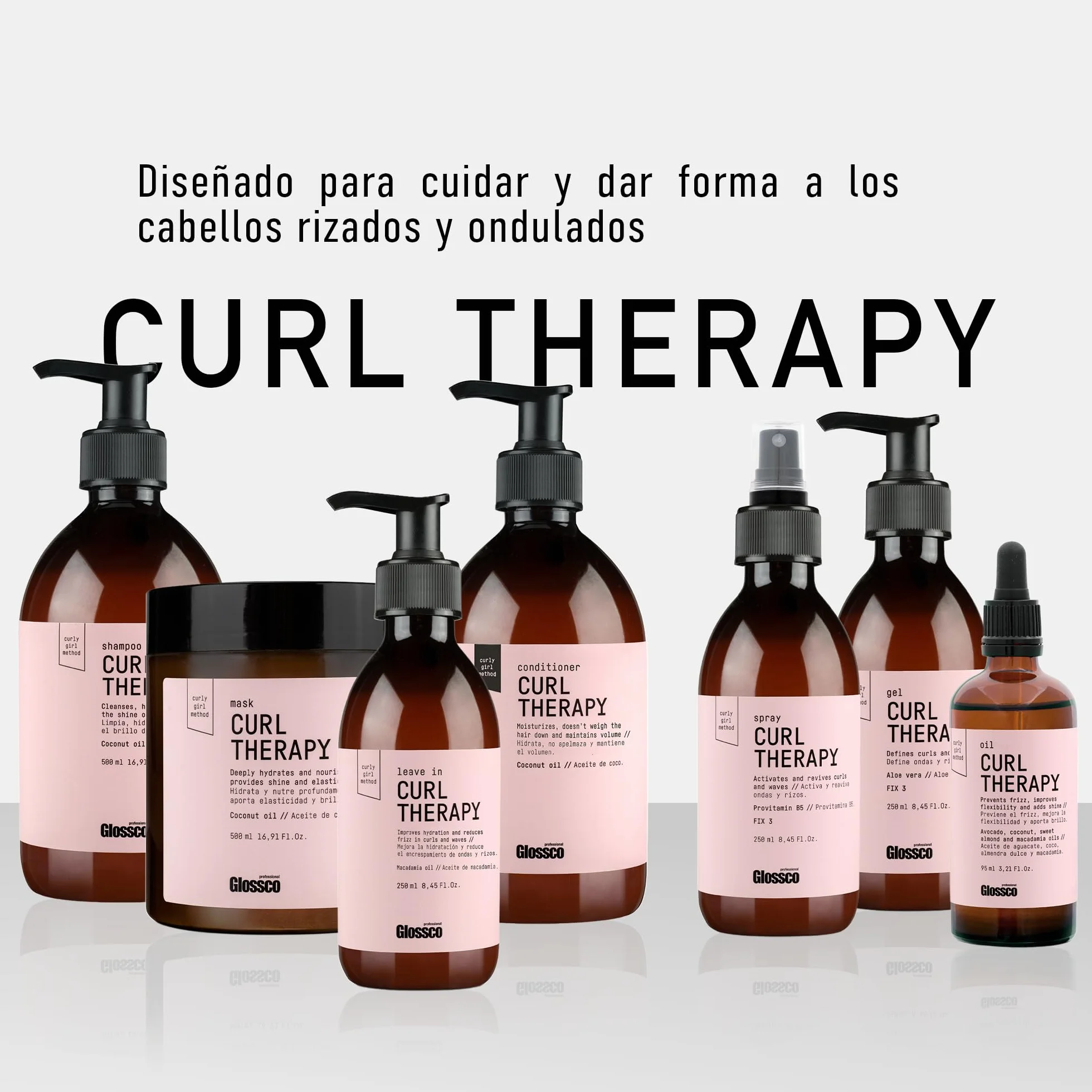 GLOSSCO PROFESSIONAL Gel Definidor de Rizos Curl Therapy 250 ml Fijación Nivel 3 Aloe Vera