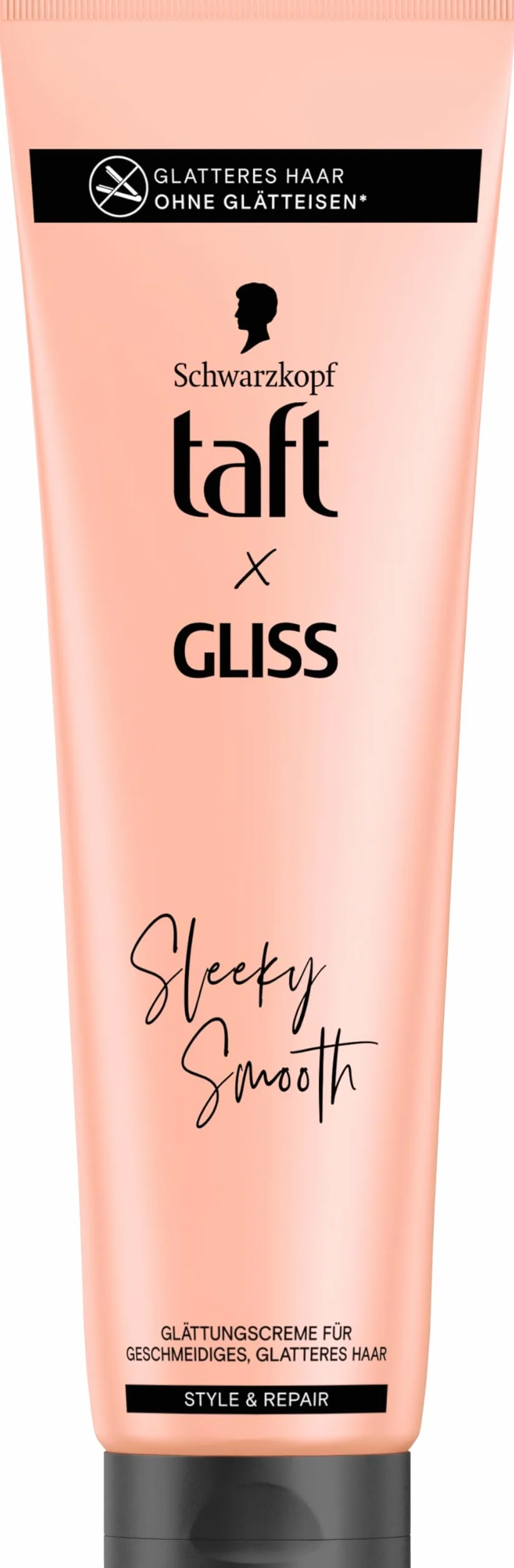 Taft Crema alisadora Gliss Sleeky Smooth 4 x 150 ml, crema de peinado para cabello liso sin plancha, protección contra secador y antiencrespamiento