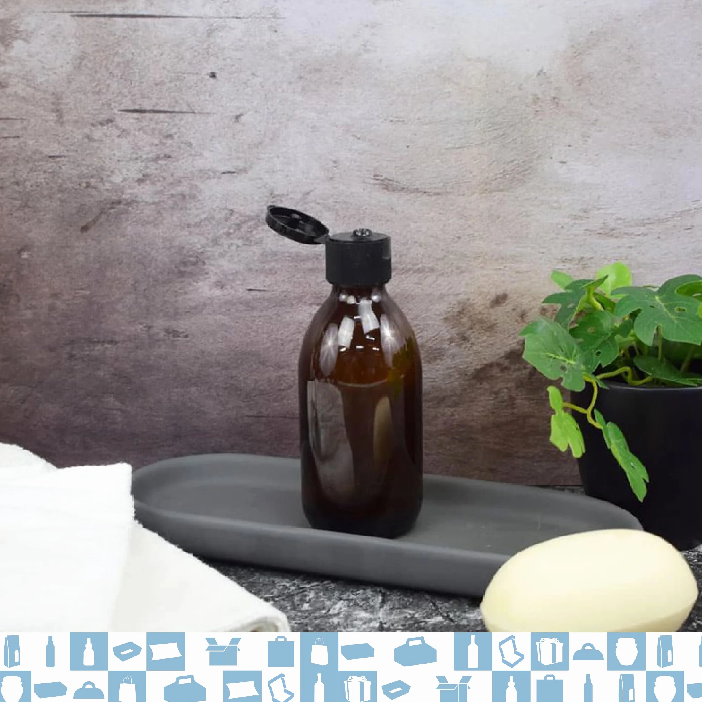 Frascos vacíos de cristal ámbar 200 ml con tapa de plástico Espirito Rebelde – Botella para aceites esenciales