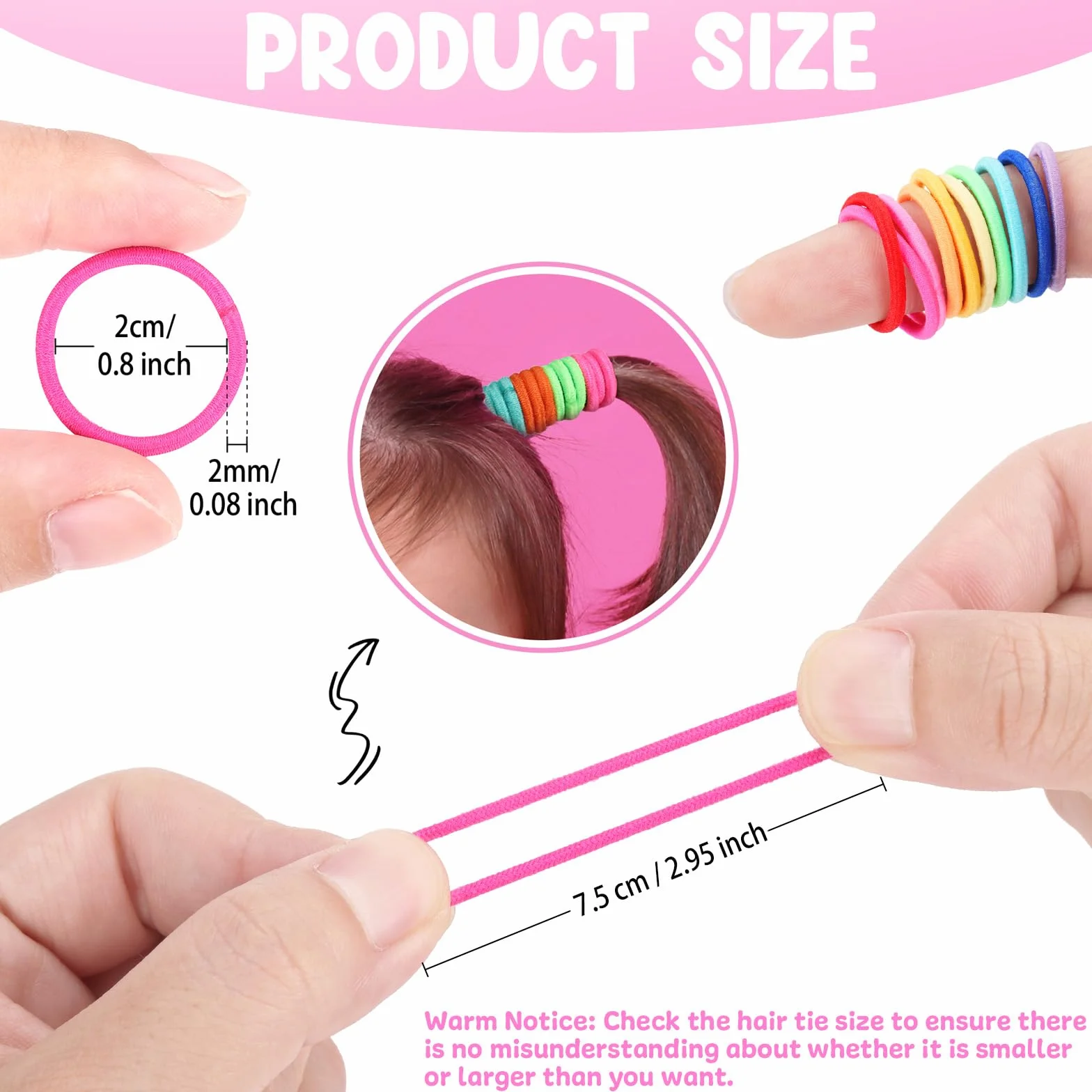Funtopia 336 bandas elásticas pequeñas para el pelo para niñas, coletas coloridas, sin daño, con caja organizadora
