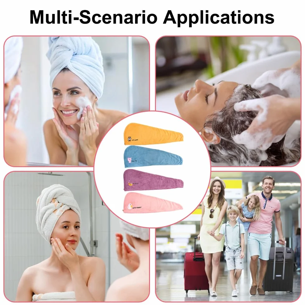 Toalla Microfibra Pelo Superabsorbente Secado Rápido 65x25 cm Turbante con Botones Anti Frizz Mujer