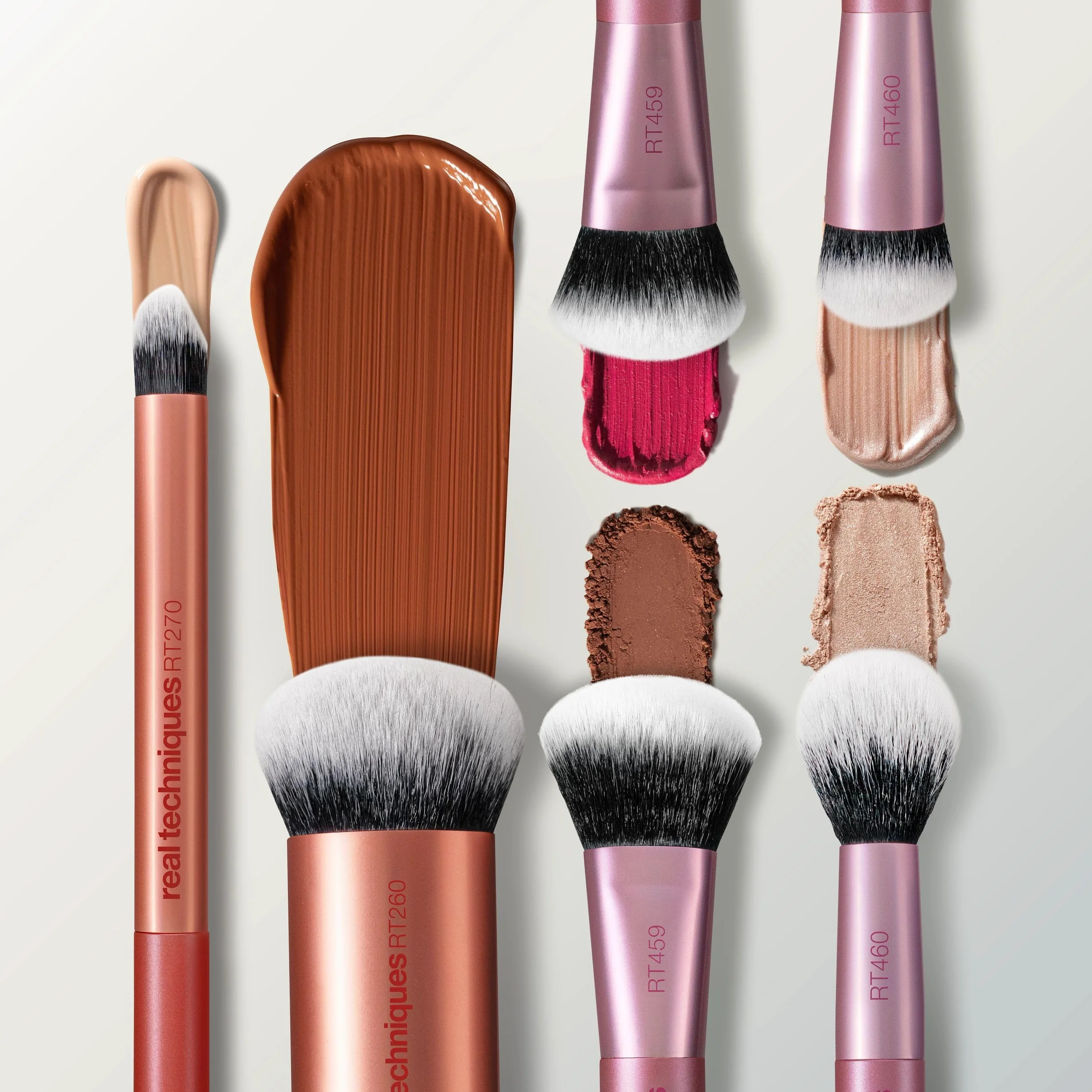 Real Techniques Full Beat Makeup Brush Set, 4 Piece Brush Kit for Foundation, Concealer, Blush, Contour & Highlight, Soft UltraPlush Bristles