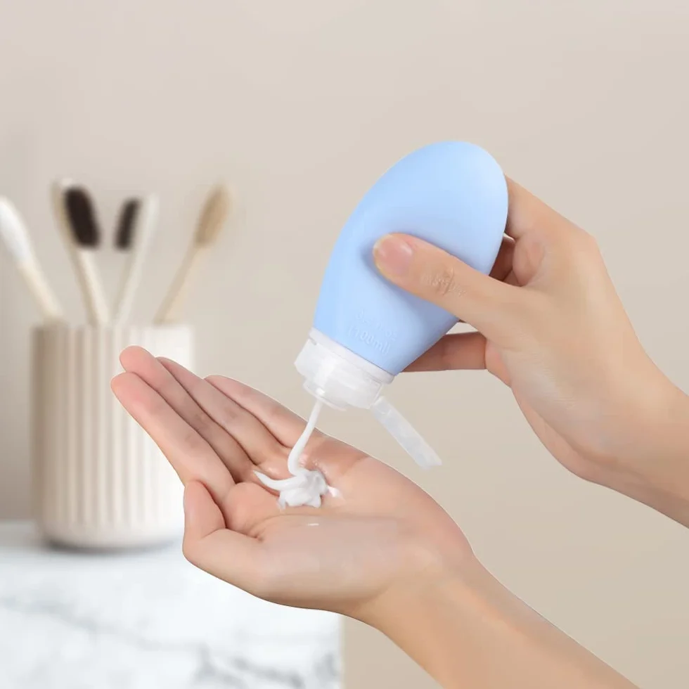 Opret Botes Viaje Rellenables 100ml 3 Piezas, Botellas de Silicona para Gel y Champu a Prueba de Fugas