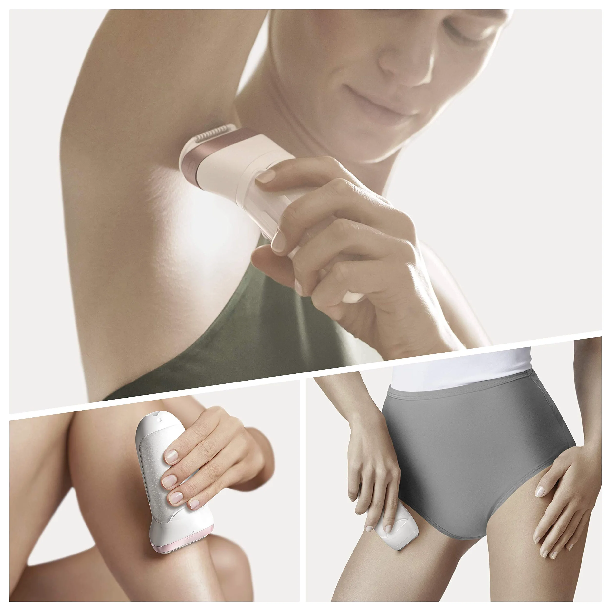 Braun Silk-épil 9 9-870 Depiladora Mujer Eléctrica para Depilación Duradera, Incluye Maquinilla Venus, Capuchón de Masaje, Cabezal de Rasurado y Recorte, Blanco/Oro Rosa