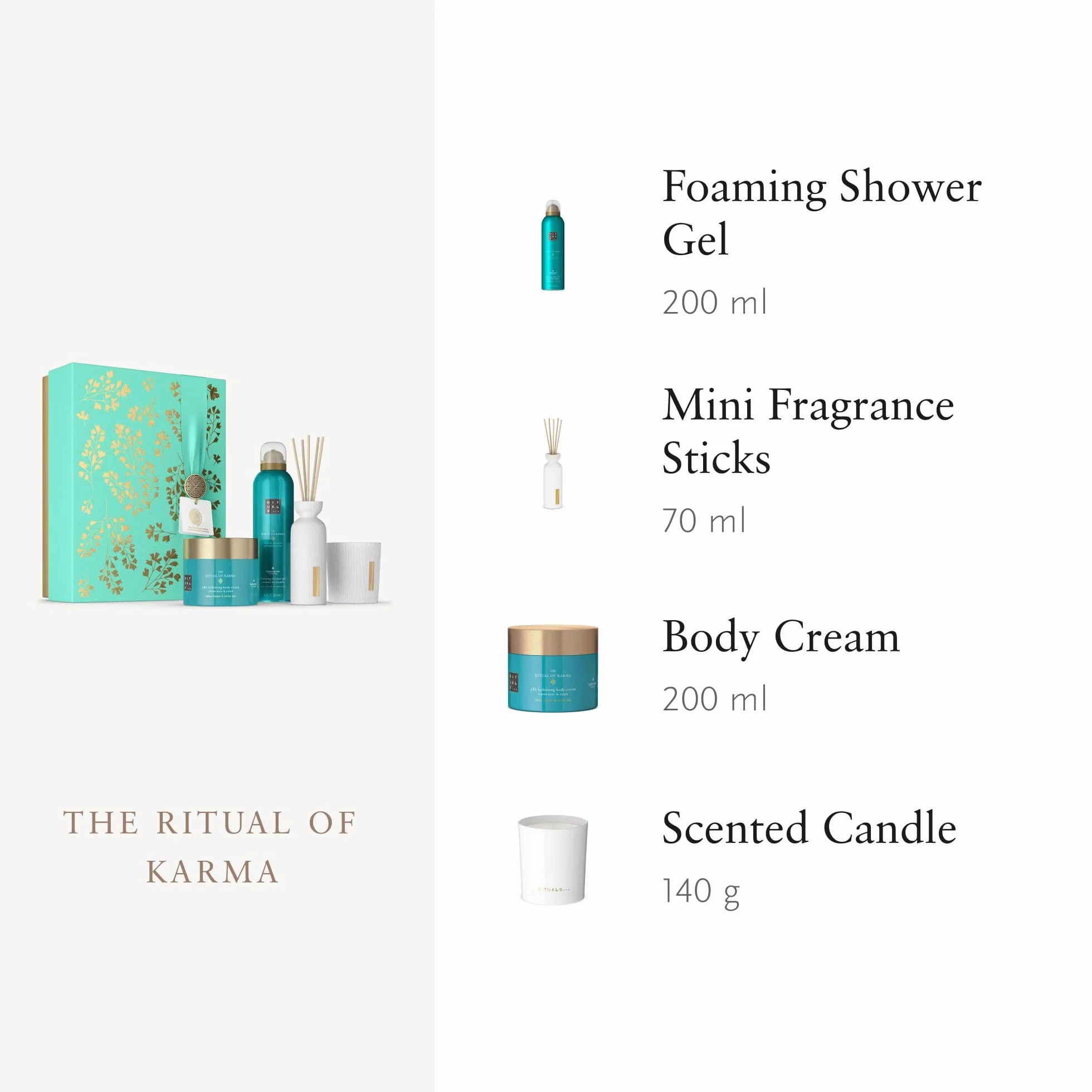 RITUALS Caja de regalo The Ritual of Karma, Large - Set de baño con productos para el cuidado de la piel con loto y té blanco - Propiedades nutritivas y reconfortantes