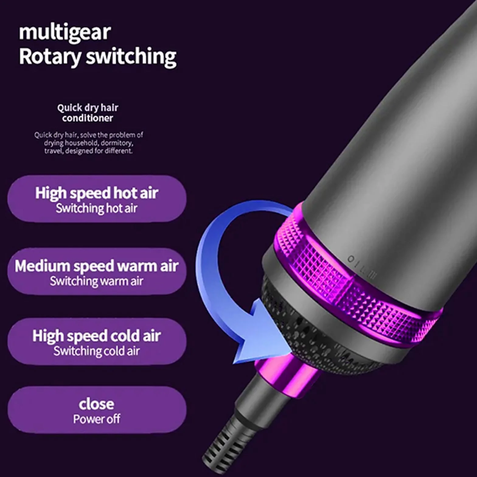 Cepillo de Aire Caliente Air Styler Set, Moldeador de Pelo con Tecnología Ion, 3 Temperaturas, 5 Cabezales, Negro