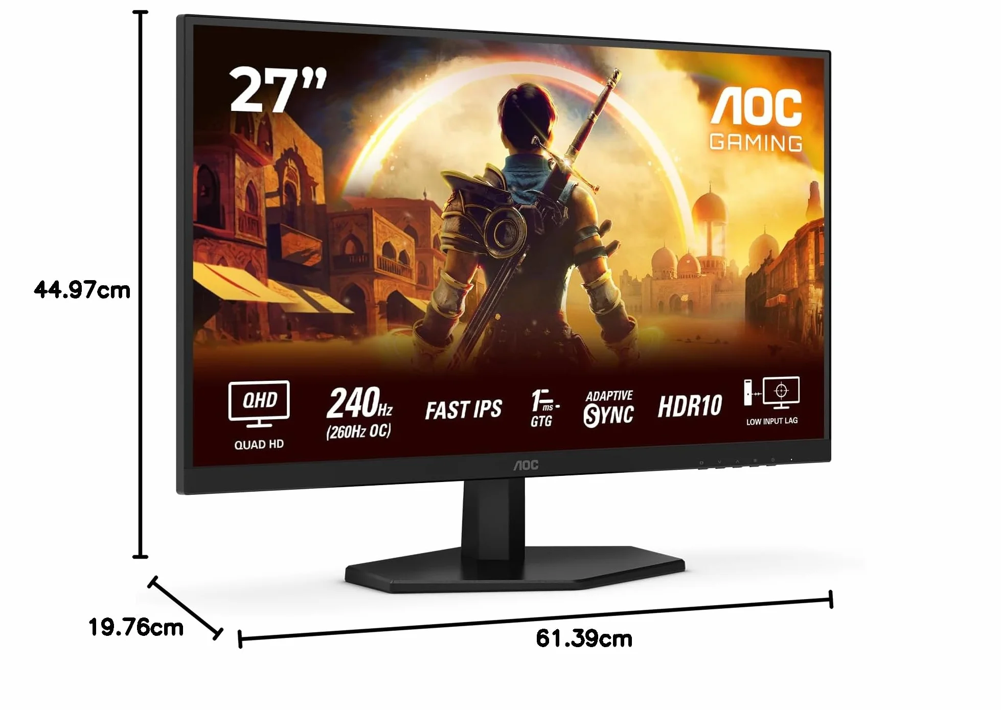 AOC Q27G42ZE Gaming Monitor 27" 260Hz Fast IPS 1ms GtG HDR10 Adaptive Sync G-Sync Compatible 2560x1440 HDMI 2.0 Negro