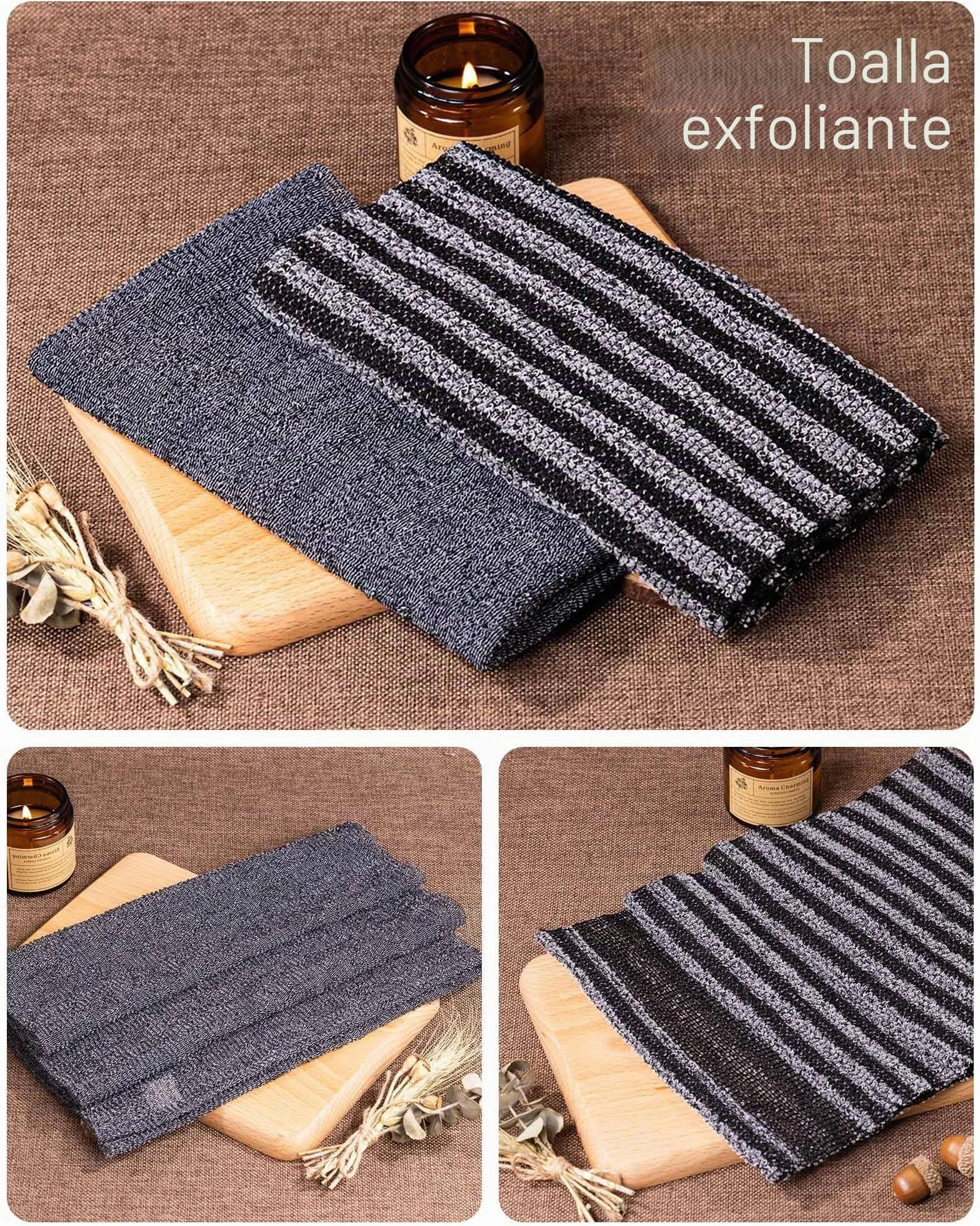 Yiclick Paquete de 2 Toallas Exfoliantes - Esponja de Lufa para Cuerpo - Exfoliante de Espalda Suave y Áspera