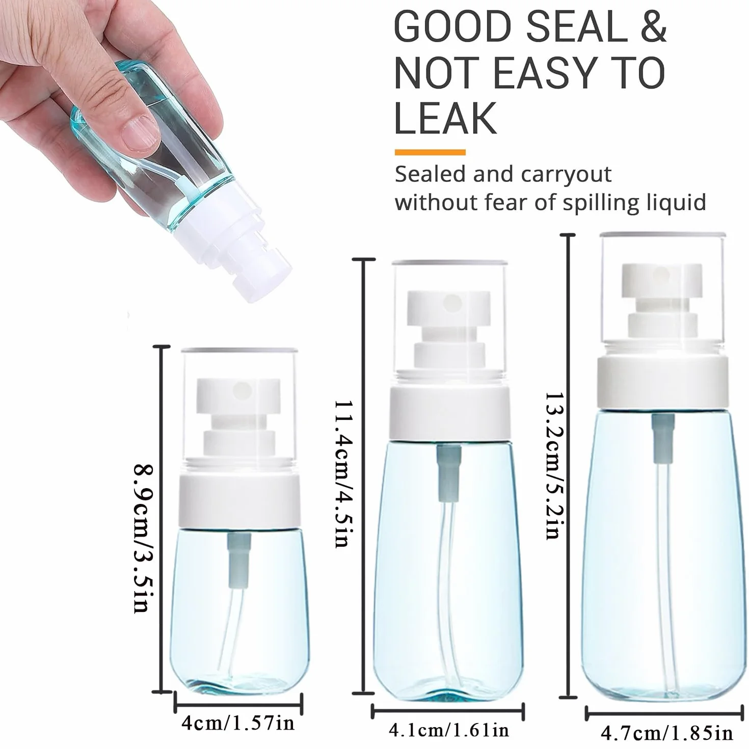 Atomizadores de líquido 3 piezas 30 ml 60 ml 80 ml Botellas de viaje Frascos de spray vacías para Maquillaje Cosmético