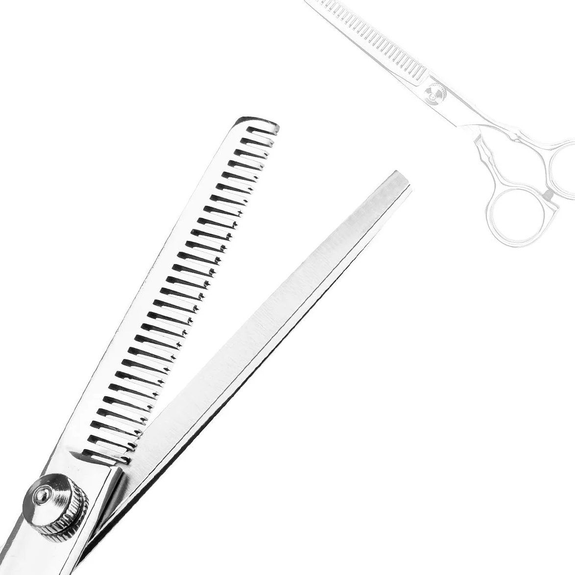 Tijeras de corte de pelo profesionales para el hogar, peluquería/salón de belleza, kit de tijeras de adelgazamiento con peine y estuche para hombres y mujeres (plateado)