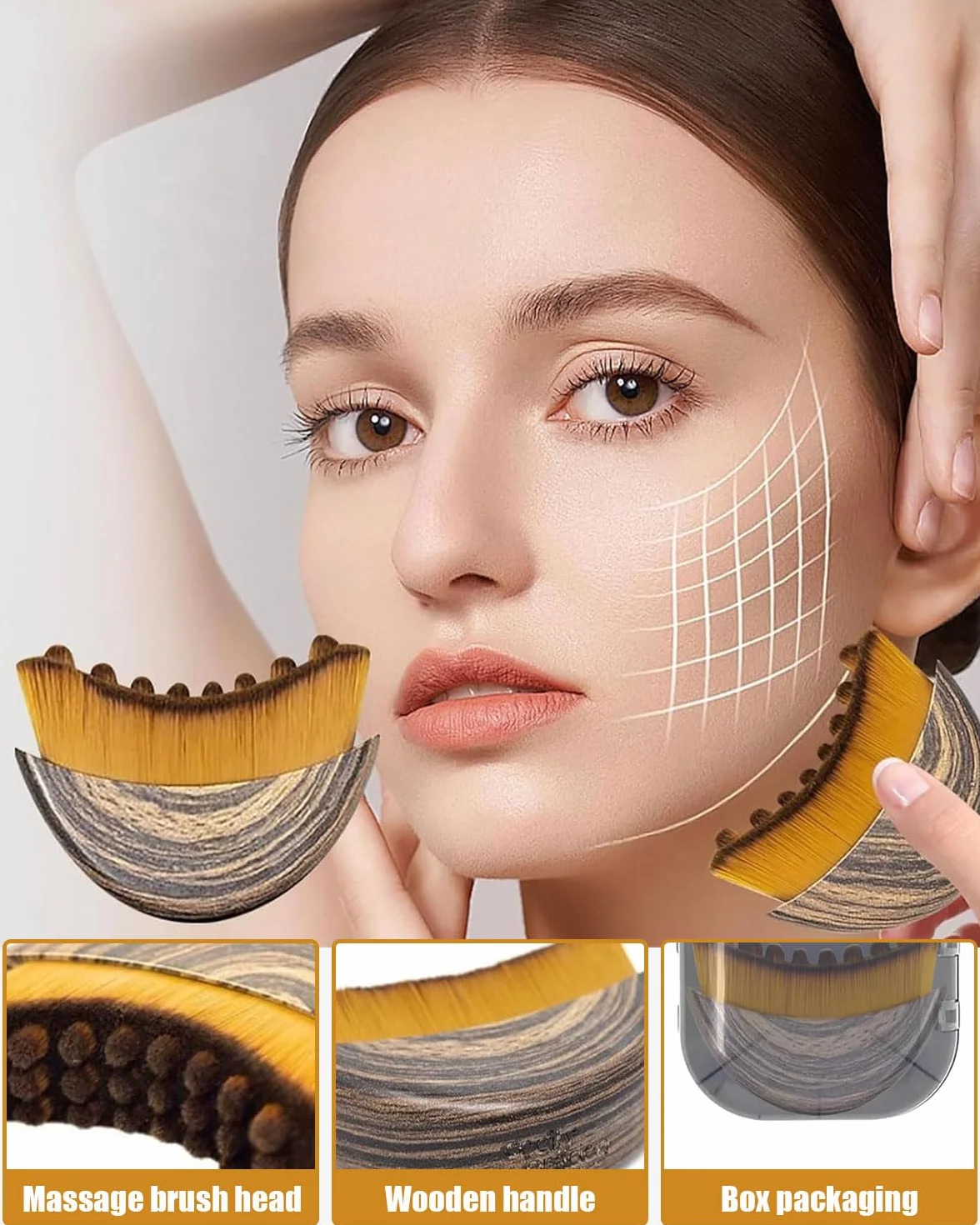 Cepillo Facial de Contorno Linfático Masajeador Drenaje Linfático 2PCS