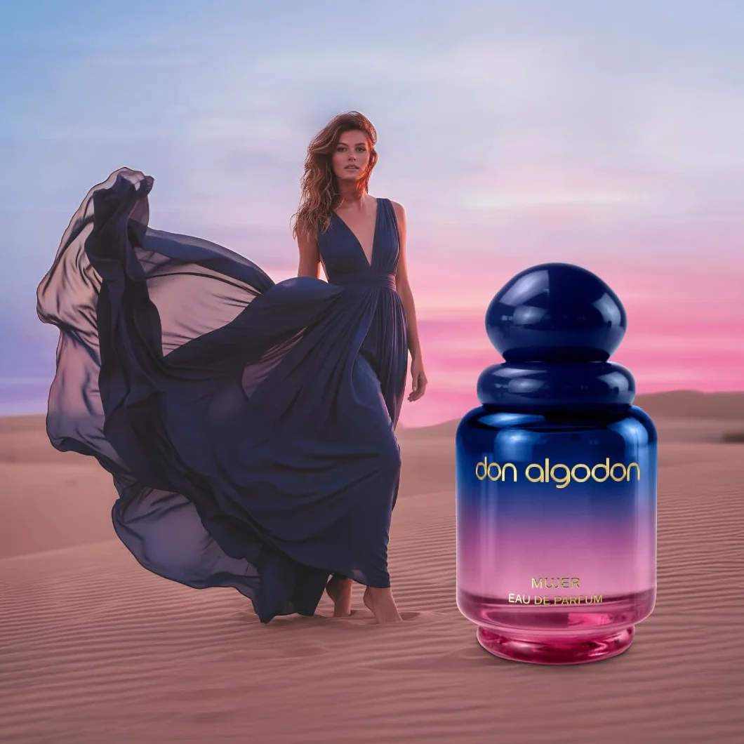 Don Algodón Set Eau de Parfum Mujer 100 ml + 30 ml Perfume floral gourmand con lirios del desierto, coco e iris