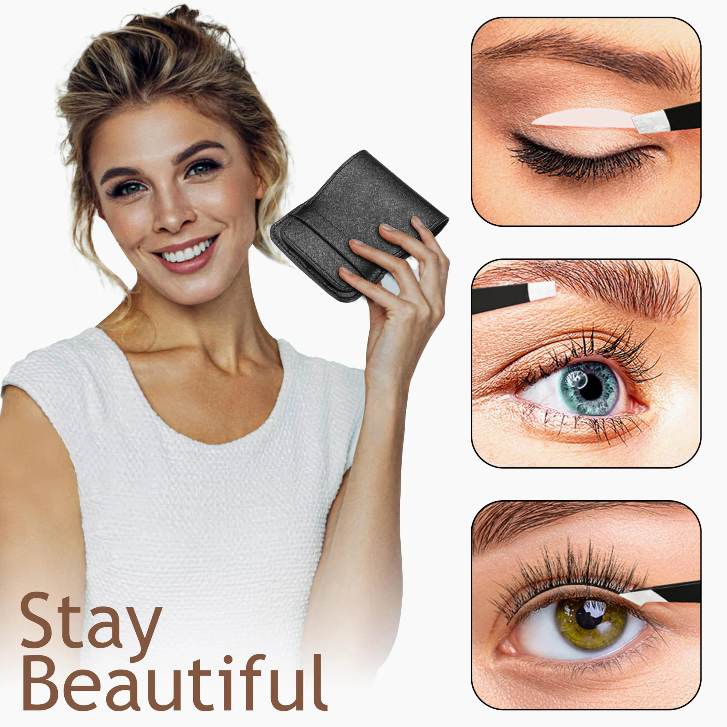 Juego de 4 pinzas, pinzas profesionales de acero inoxidable de alta calidad para hombres y mujeres, pinzas de precisión para depilación facial, barbilla y vello encarnado, incluye estuche de viaje