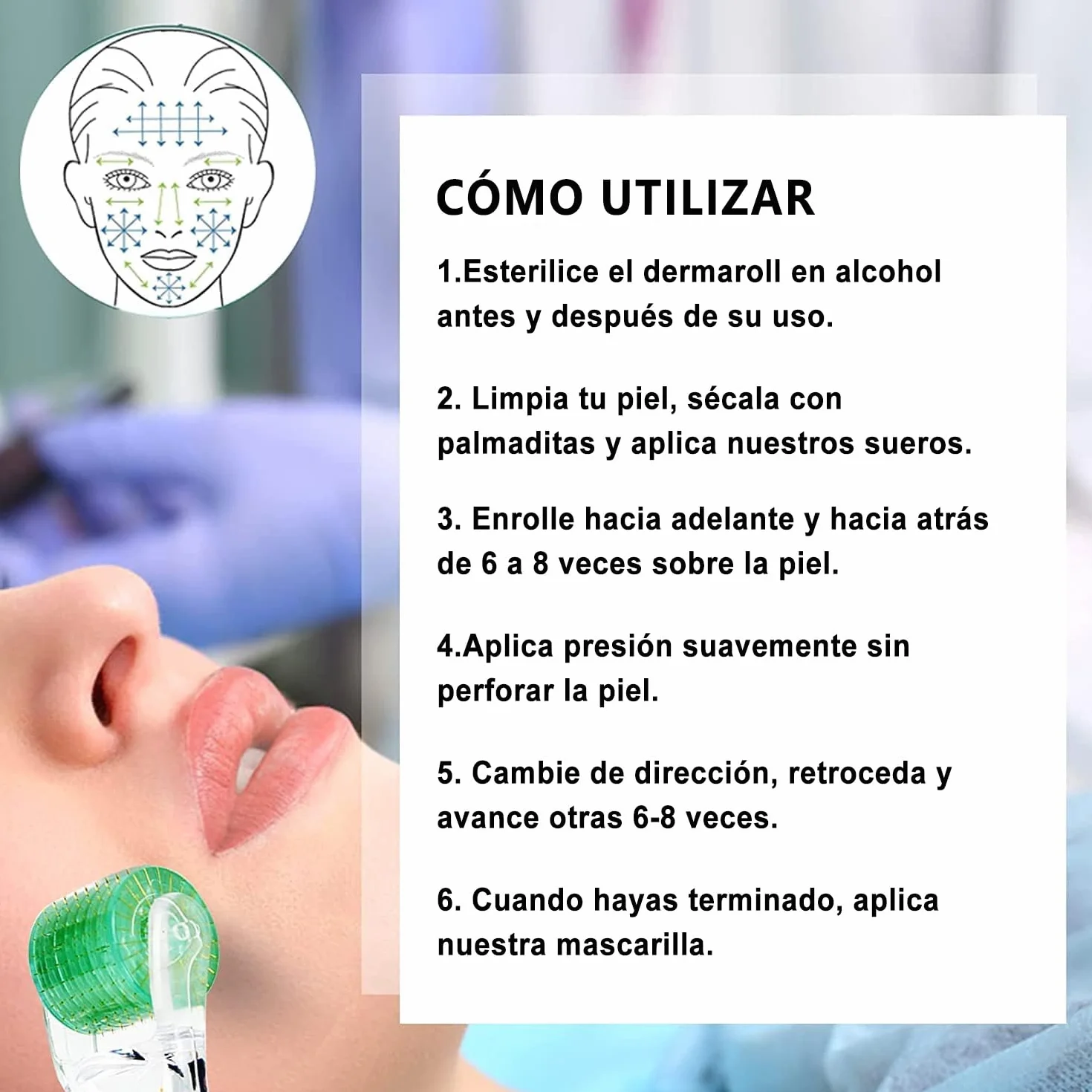 KOI BEAUTY Derma Roller 0.5 mm Microneedle Roller Titanio Real 200 Agujas para Cara Cuero Cabelludo Cuerpo