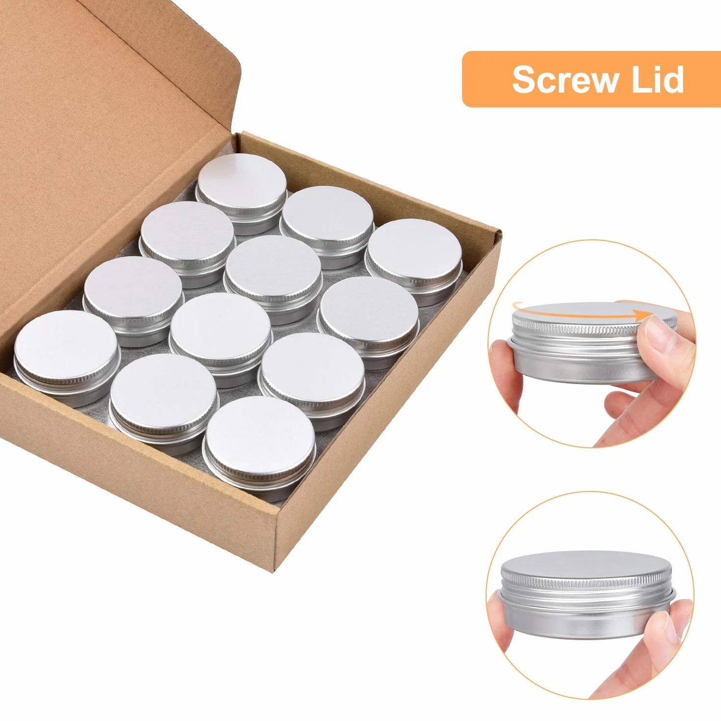 Sopito 24 Piezas 60ml Aluminio Latas Redondas de Metal con Tapa roscada para Velas, Bálsamos, Cosméticos