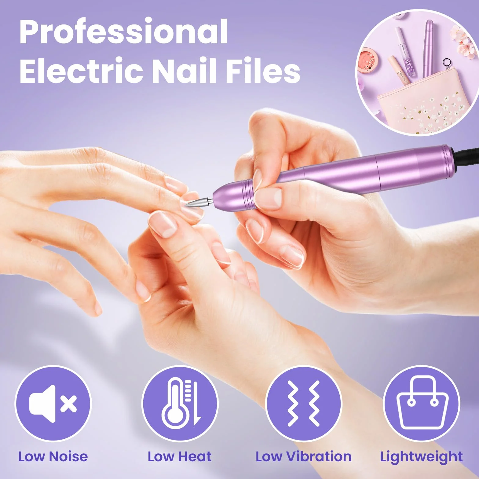 Torno para Uñas Profesional 7 en 1, 20000 RPM Lima Eléctrica Segura, Kit de Manicura y Pedicura