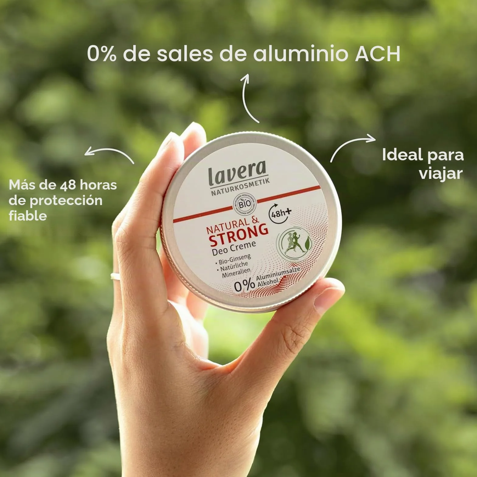 lavera Crema desodorante natural fuerte vegana ginseng orgánico minerales sin aluminio 48 horas protección 50 ml