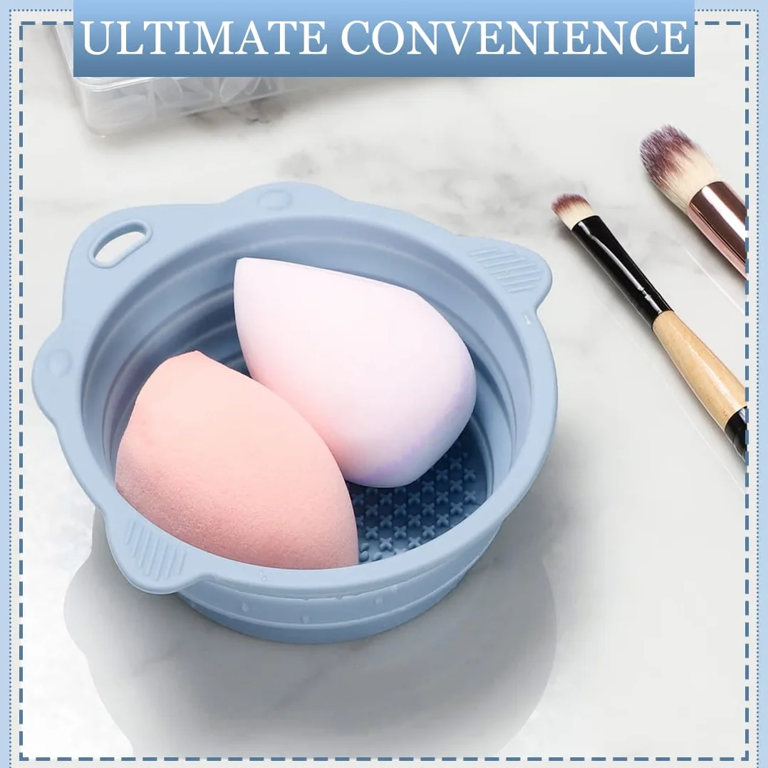 Alfombrilla de Limpieza de Brochas de Maquillaje, Silicona Plegable con Agujero para Colgar