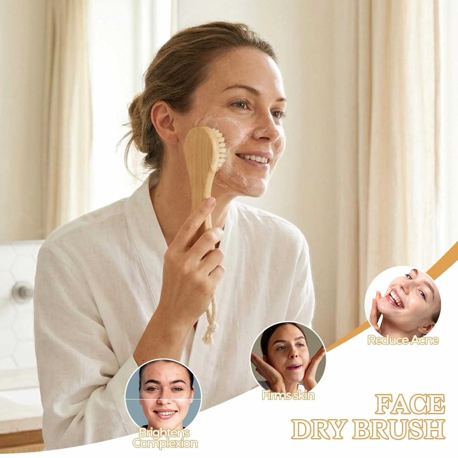 Juego de 5 cepillos de cepillado en seco para drenaje linfático, masajeador de celulitis y cuidado del cuero cabelludo, cepillo seco de mango largo para cuerpo, cepillo exfoliante de cerdas