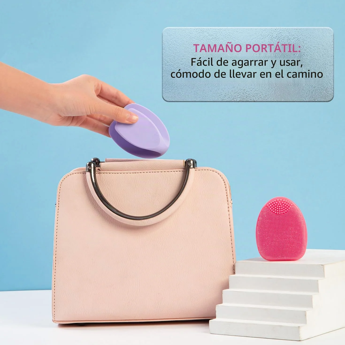 Limpiador facial de silicona, cepillo exfoliante manual (3rd-rosa+púrpura)