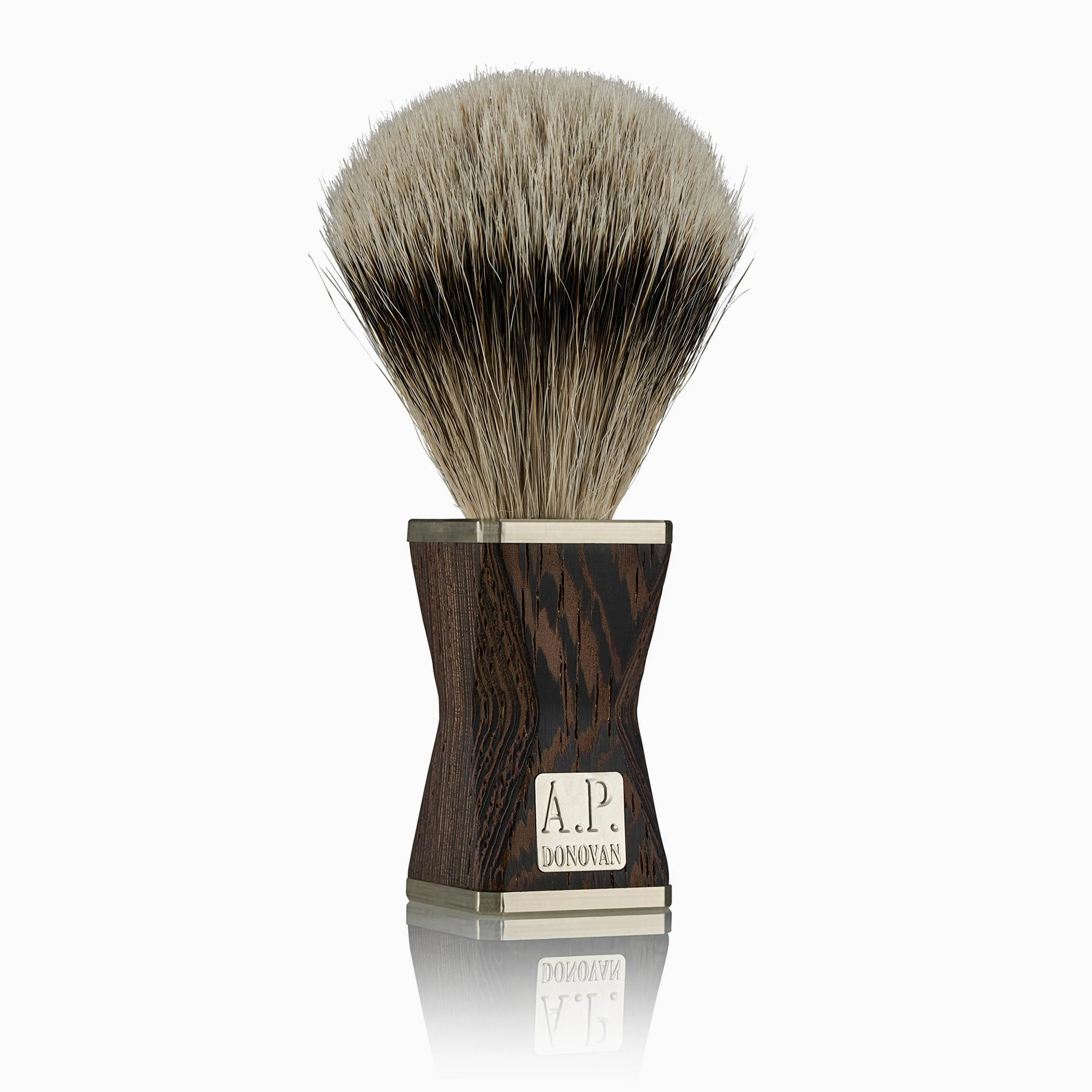 A. P. Donovan - Brocha de Afeitar con Pelo de Tejón Punta Plata Edelholzgriff con Alpaca Gorras 100% (Hand) Hecho en Alemania „ Minus “de la Lsone-Serie - Wengué