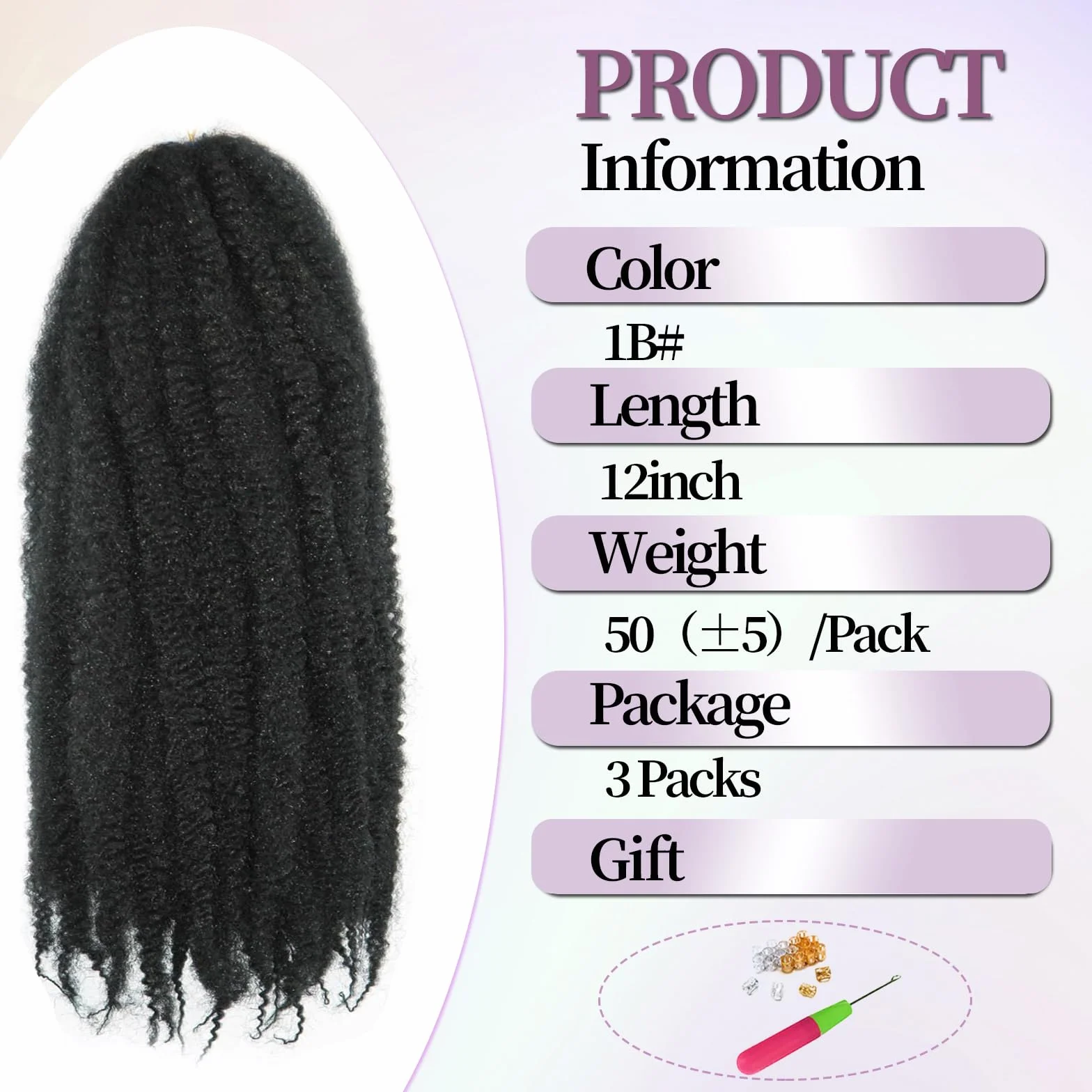 Marley Twist Braiding Hair Afro Kinky Curly Cuban Twist Senegalese Crochet Braids Extensions 1b 12inch 3packs