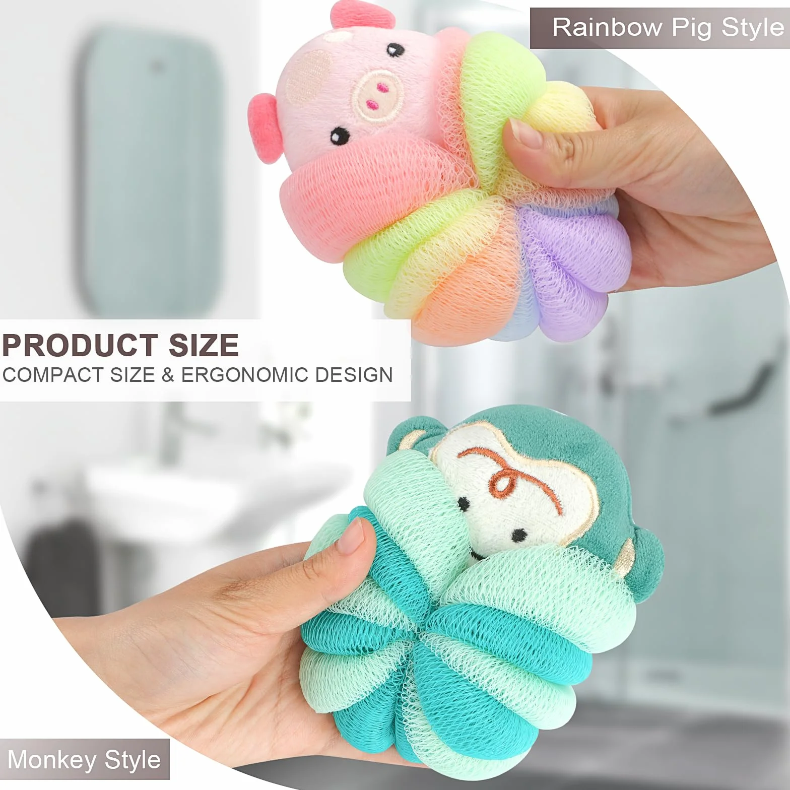 PHOGARY Esponja Baño Niños Encantadoras Esponjas Cuerpo Pouf Ducha Forma Animal Exfoliante Corporal