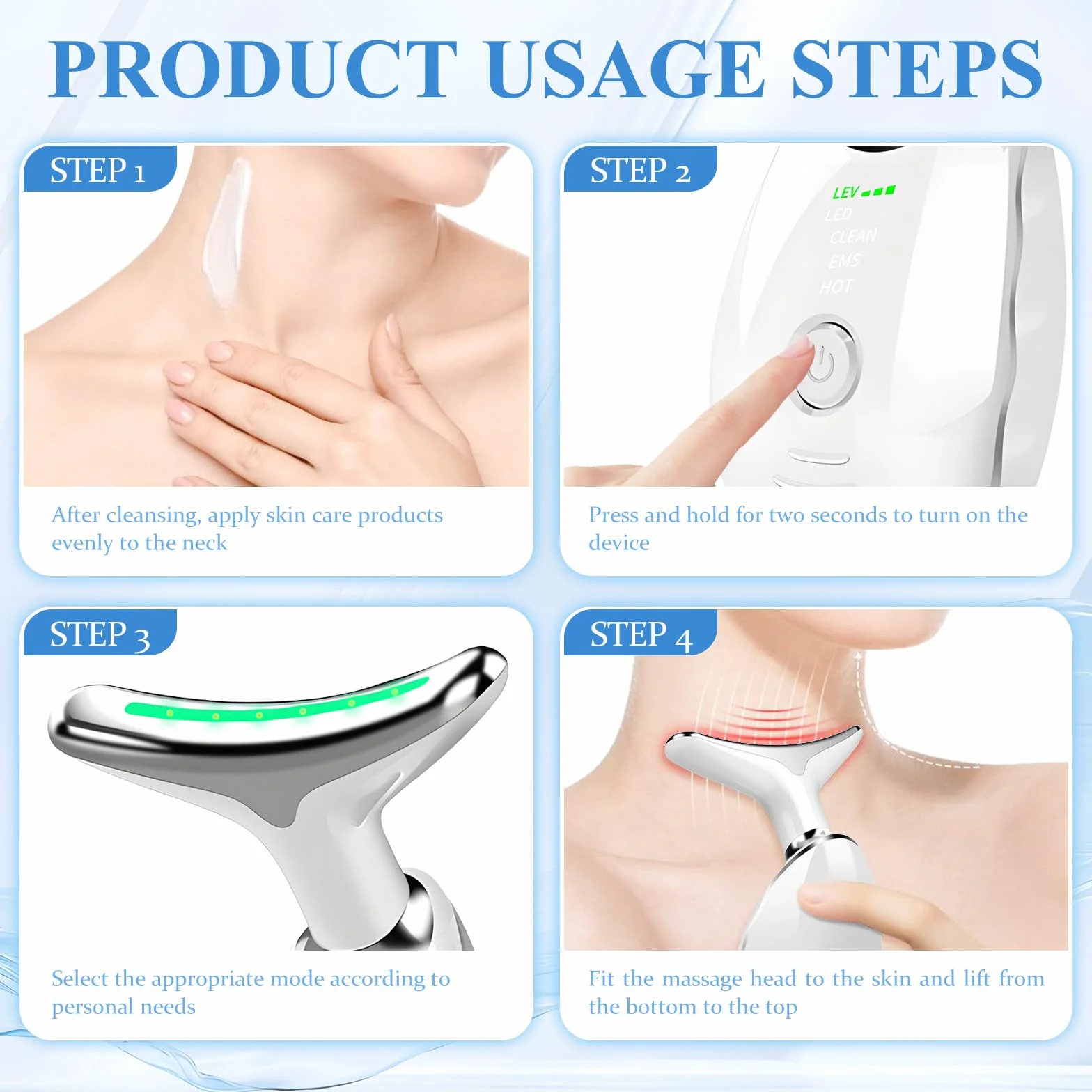 Journeyside Masajeador Facial Eléctrico Antiarrugas 3 Modos LED 7 Colores Calefacción 45℃ EMS Lifting Reafirmación