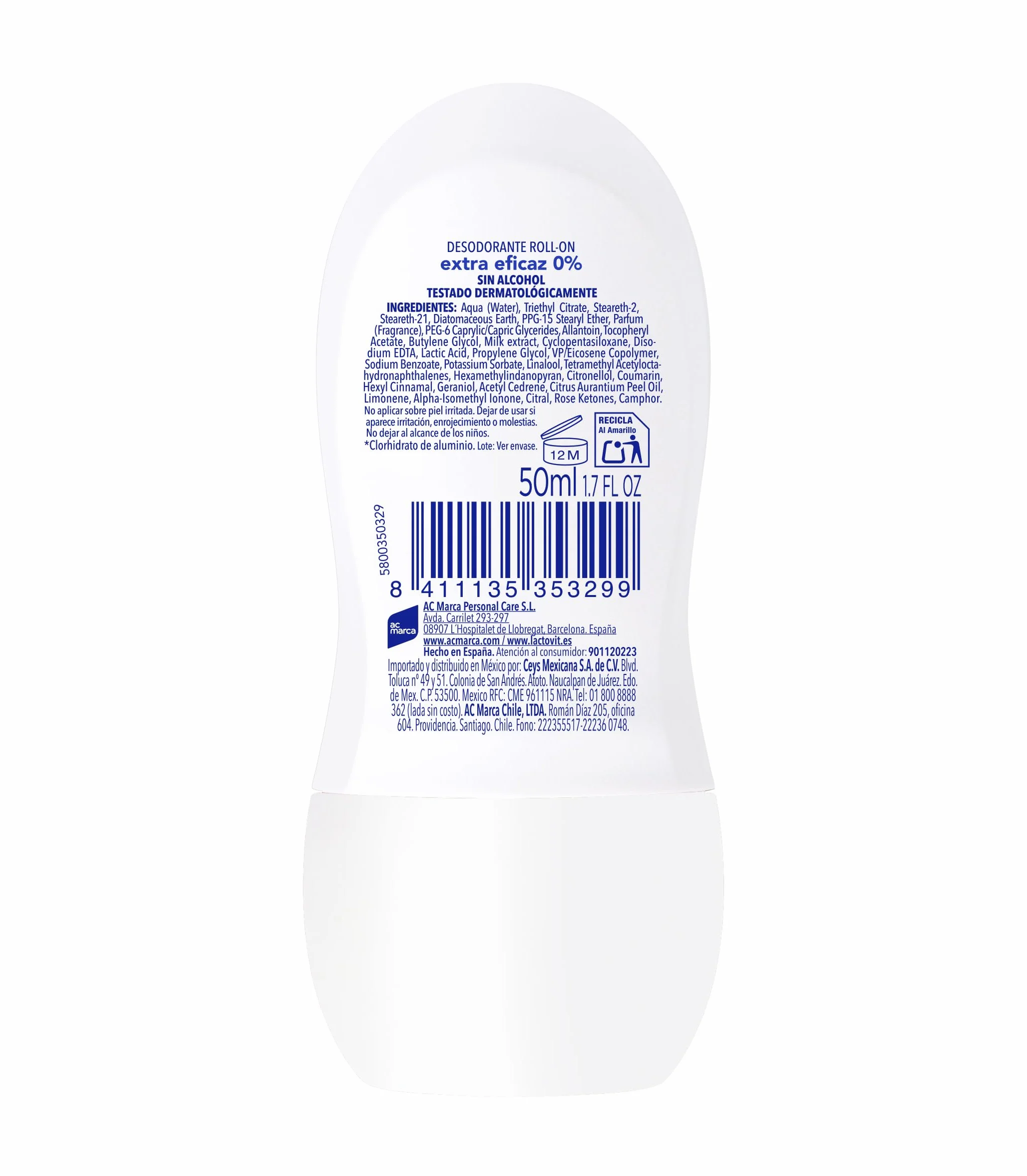 Lactovit Desodorante Roll-On Extra Eficaz 48H Anti-Irritaciones ProLactic10 50 ml