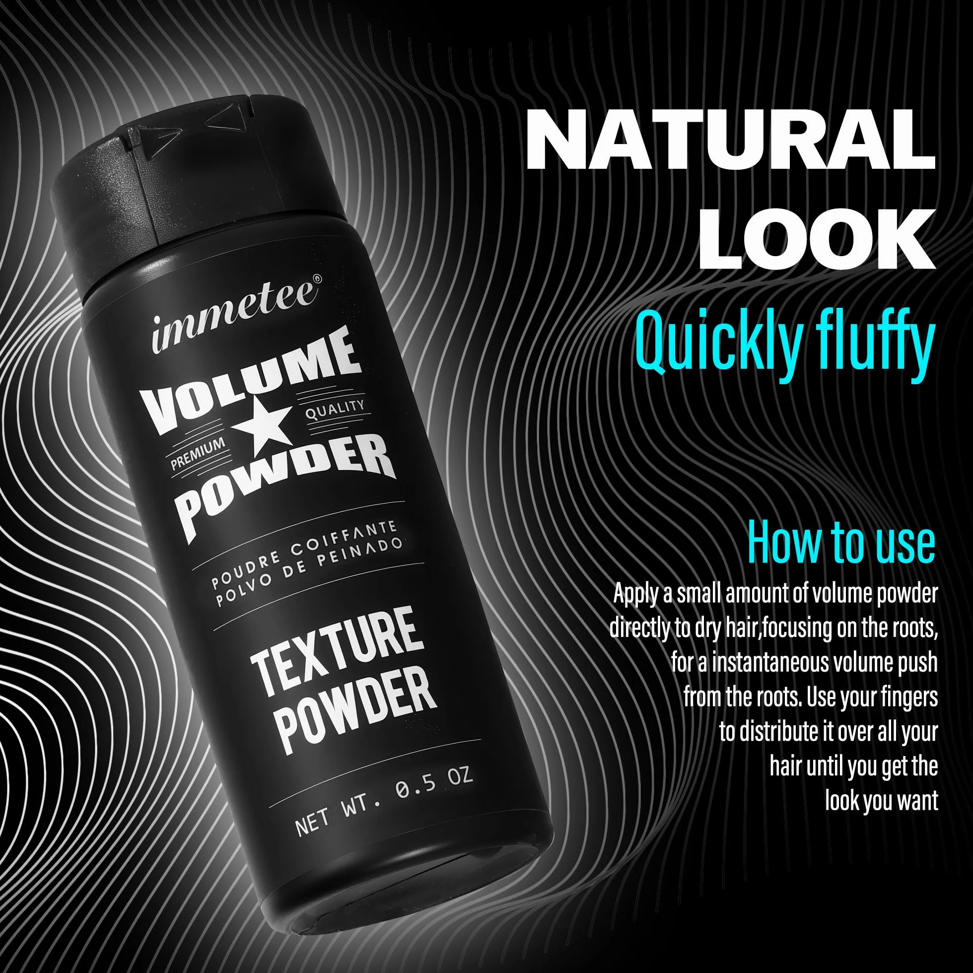 immetee Polvos Volumen Texturizantes para el Pelo Hombre Mujer, Efecto Mate Acabado Natural, 14g