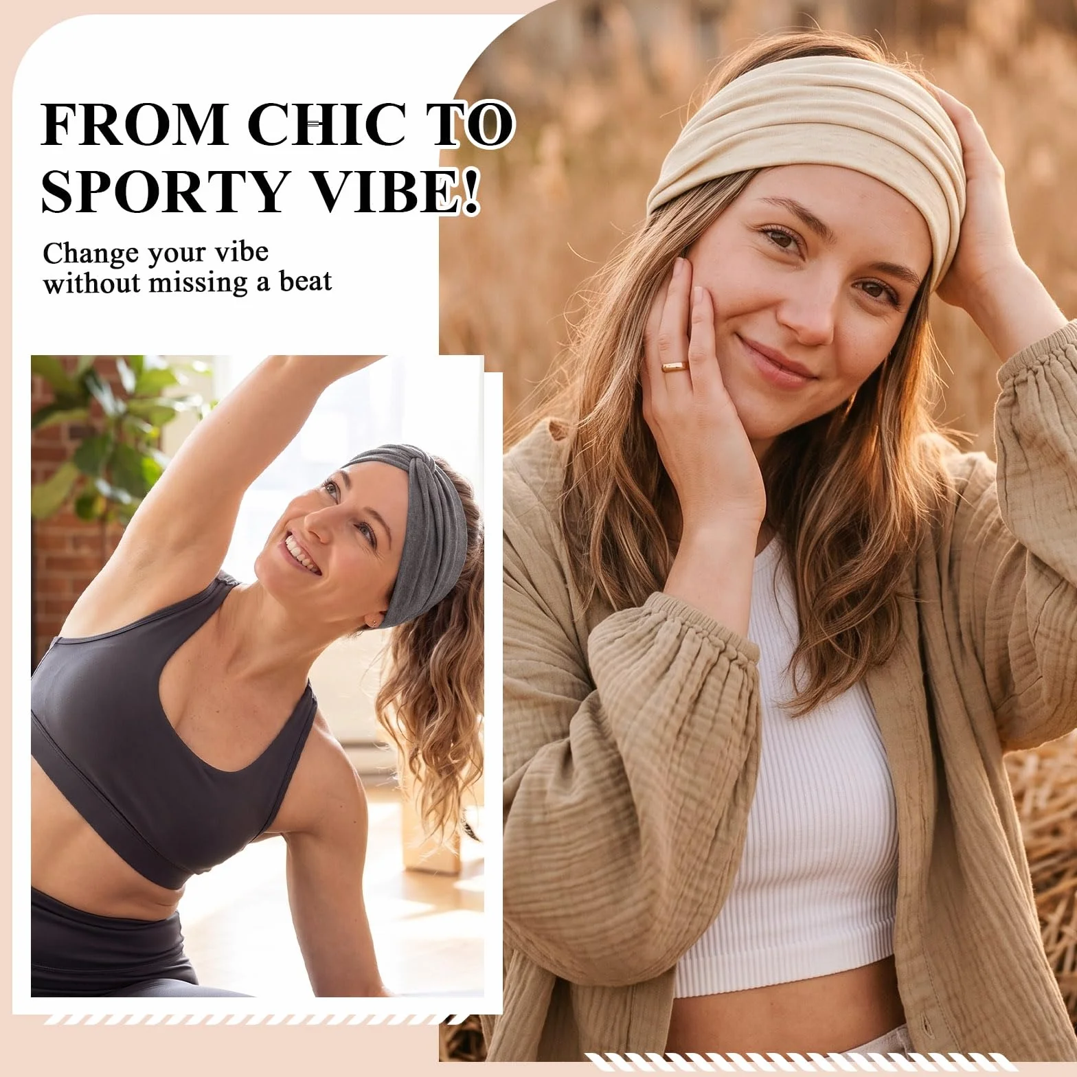 Kavya Diadema Mujer Cinta Pelo 4 Unidades 7'' Ancho Elástico Boho con Nudo Cruzado Turbantes Bandana Headband Accesorios Pelo Yoga Deportivo Maquillaje