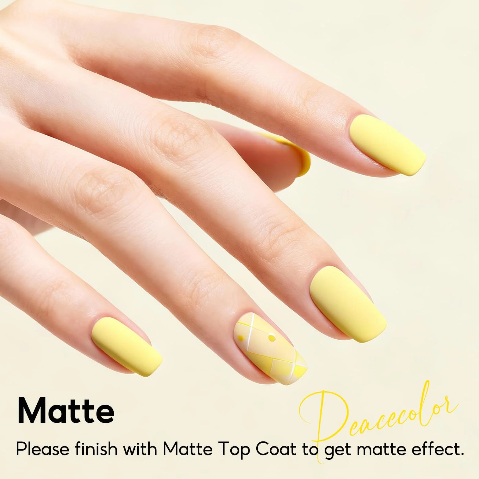 PEACECOLOR Esmalte Semipermanente para Uñas Amarillo 10ML, Gel Nail Polish para Principiantes